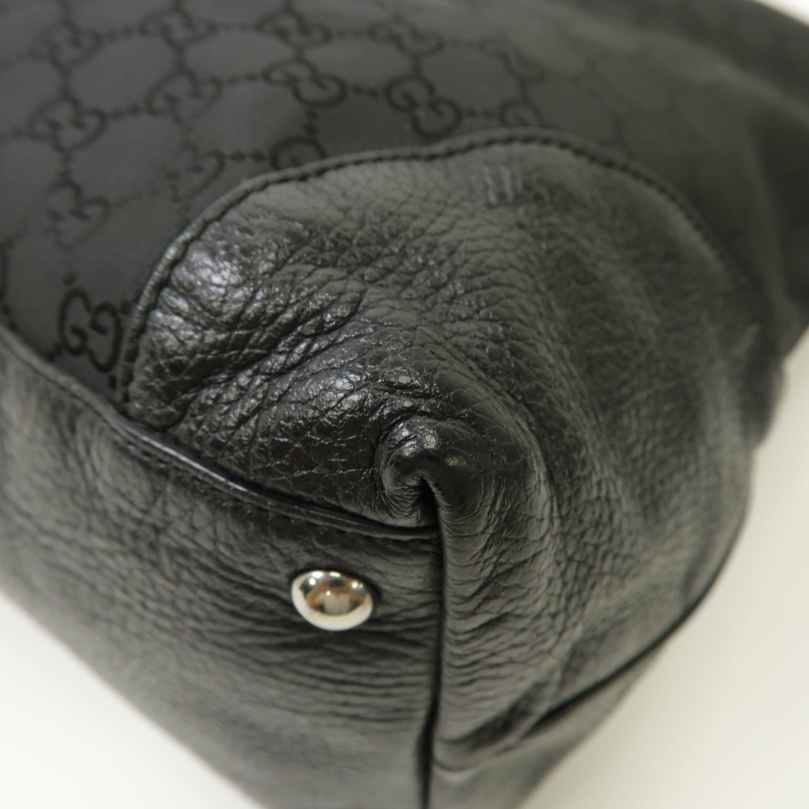 GUCCI 【激減優惠】帆布Stand Bag銀扣手挽袋黒色