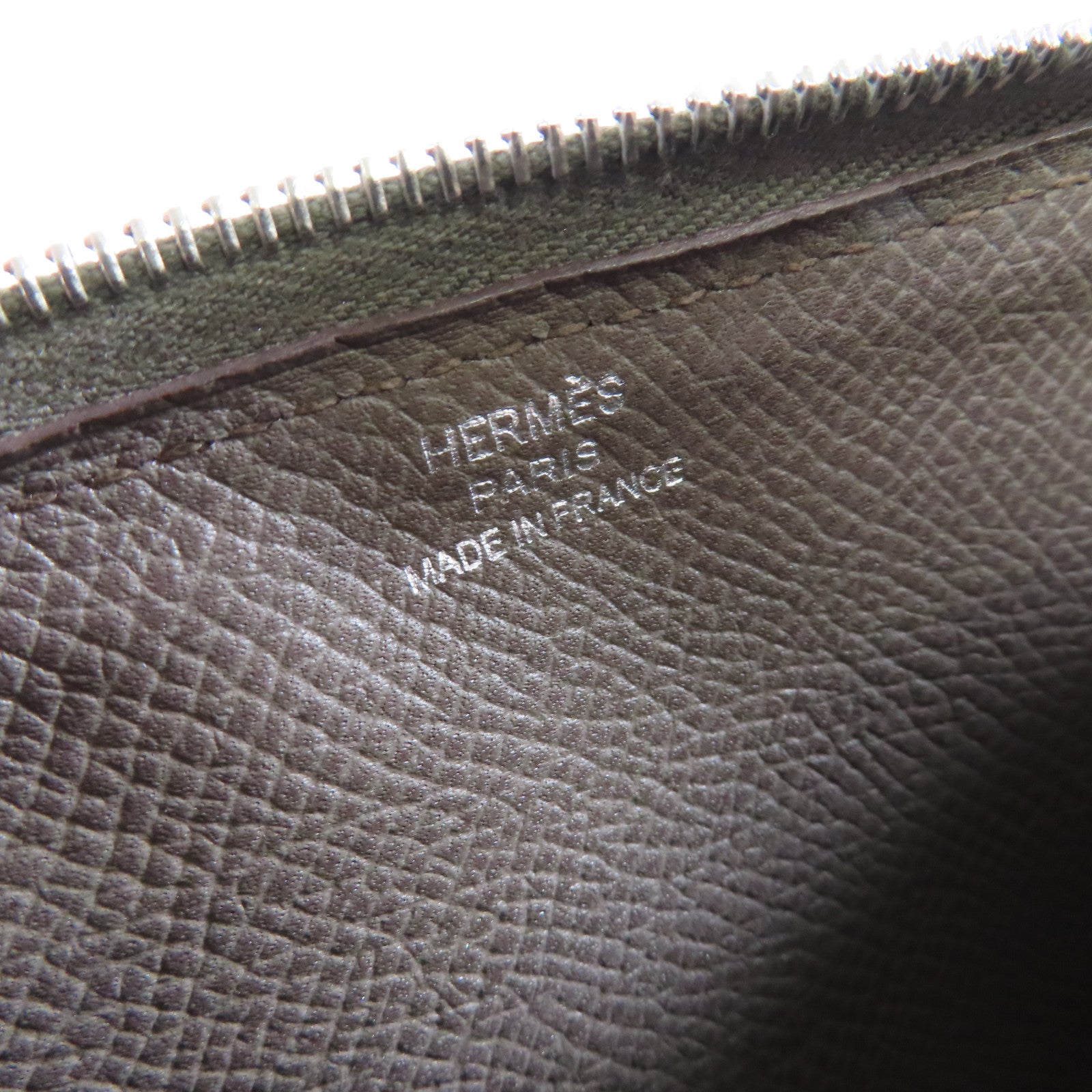 HERMES 【激減優惠】Epsom皮革Azap Classic Zipper Long Wallet銀扣拉鏈長錢包灰色