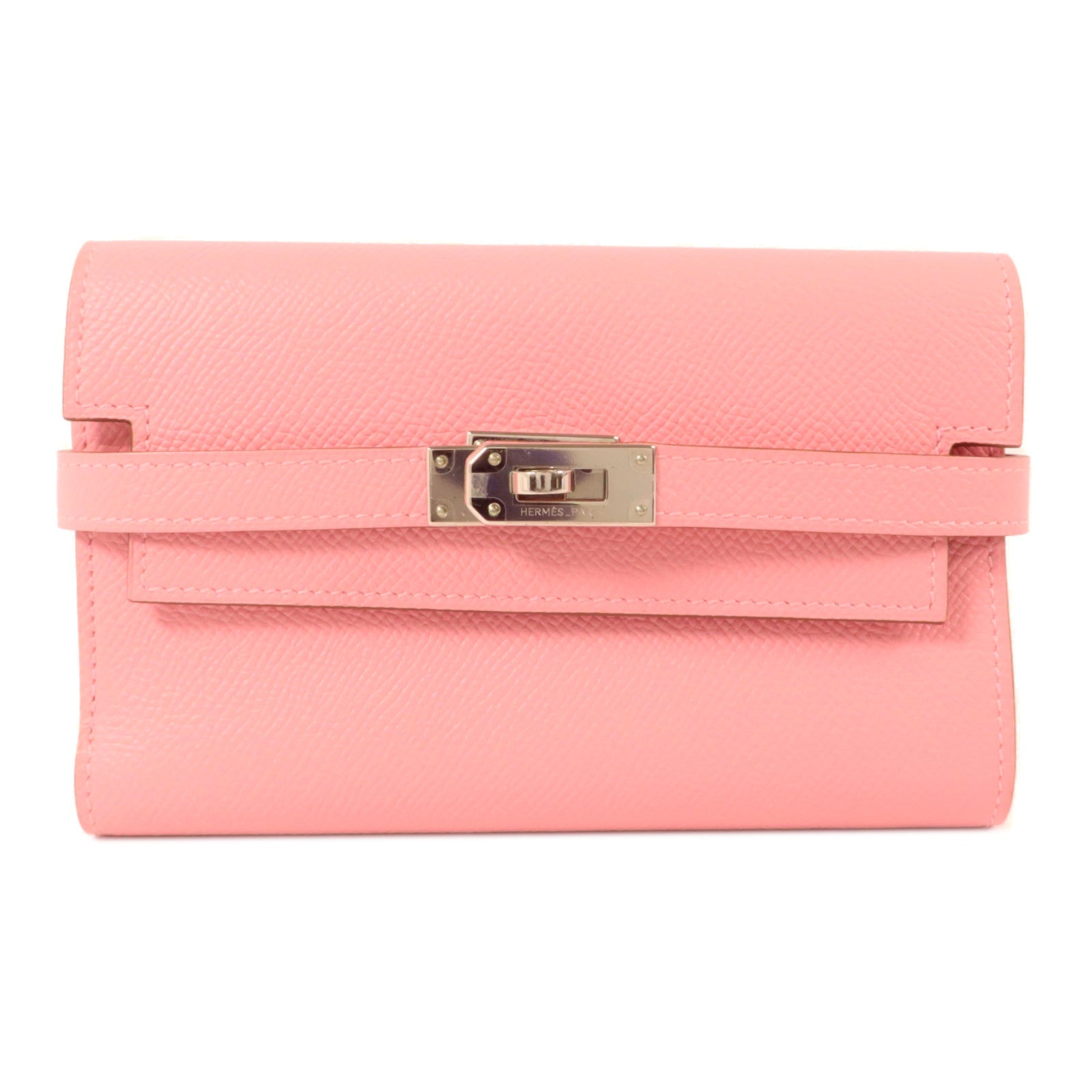 HERMES Epsom皮革Kelly Wallet M錢包Rose Confetti