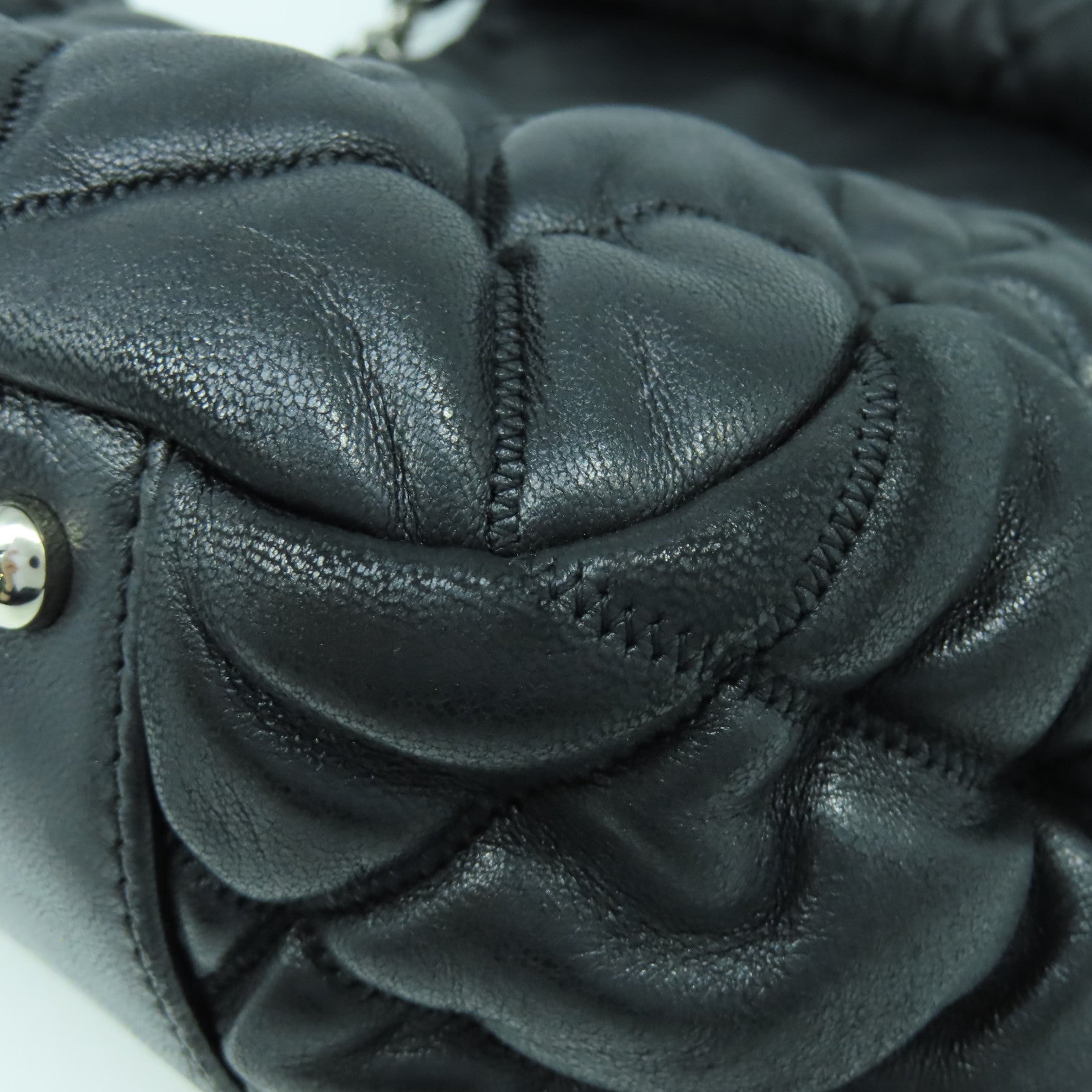 CHANEL 【激減優惠】菱格牛皮皮革Shoulder Bag銀扣鏈帶肩背袋黑色