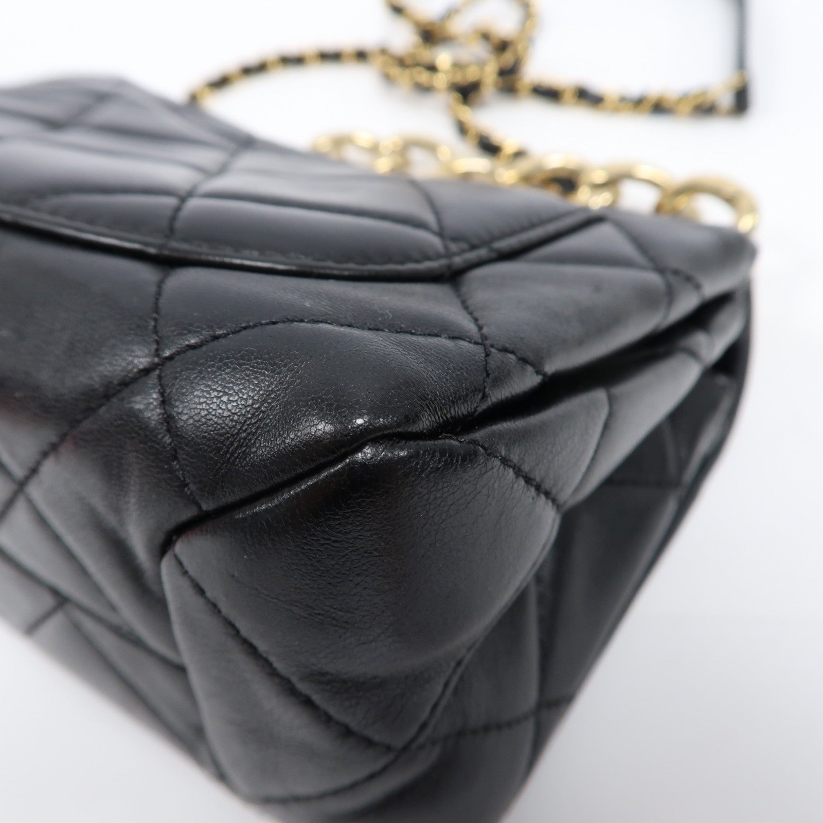 CHANEL 菱格羊皮皮革2 Way Shoulder Bag金扣手挽肩背兩用袋黑色