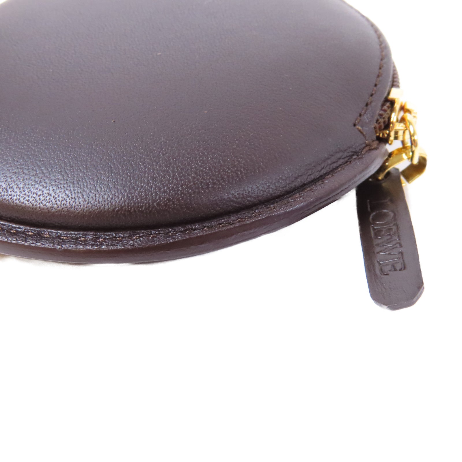 LOEWE 牛皮皮革Coin Case金扣零錢包啡色
