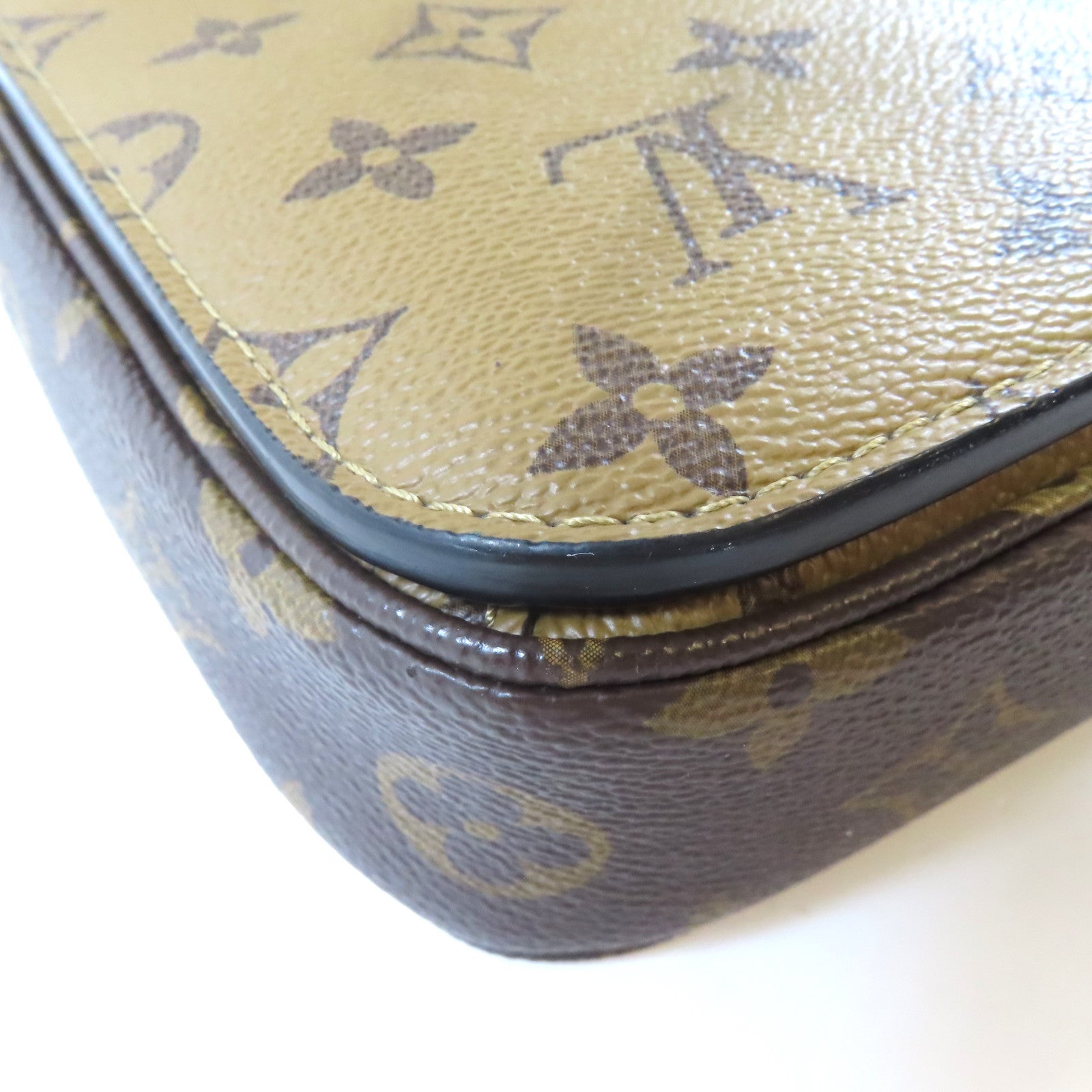 LOUIS VUITTON 【激減優惠】Monogram Reverse Pochette Métis金扣手挽肩背兩用袋啡色