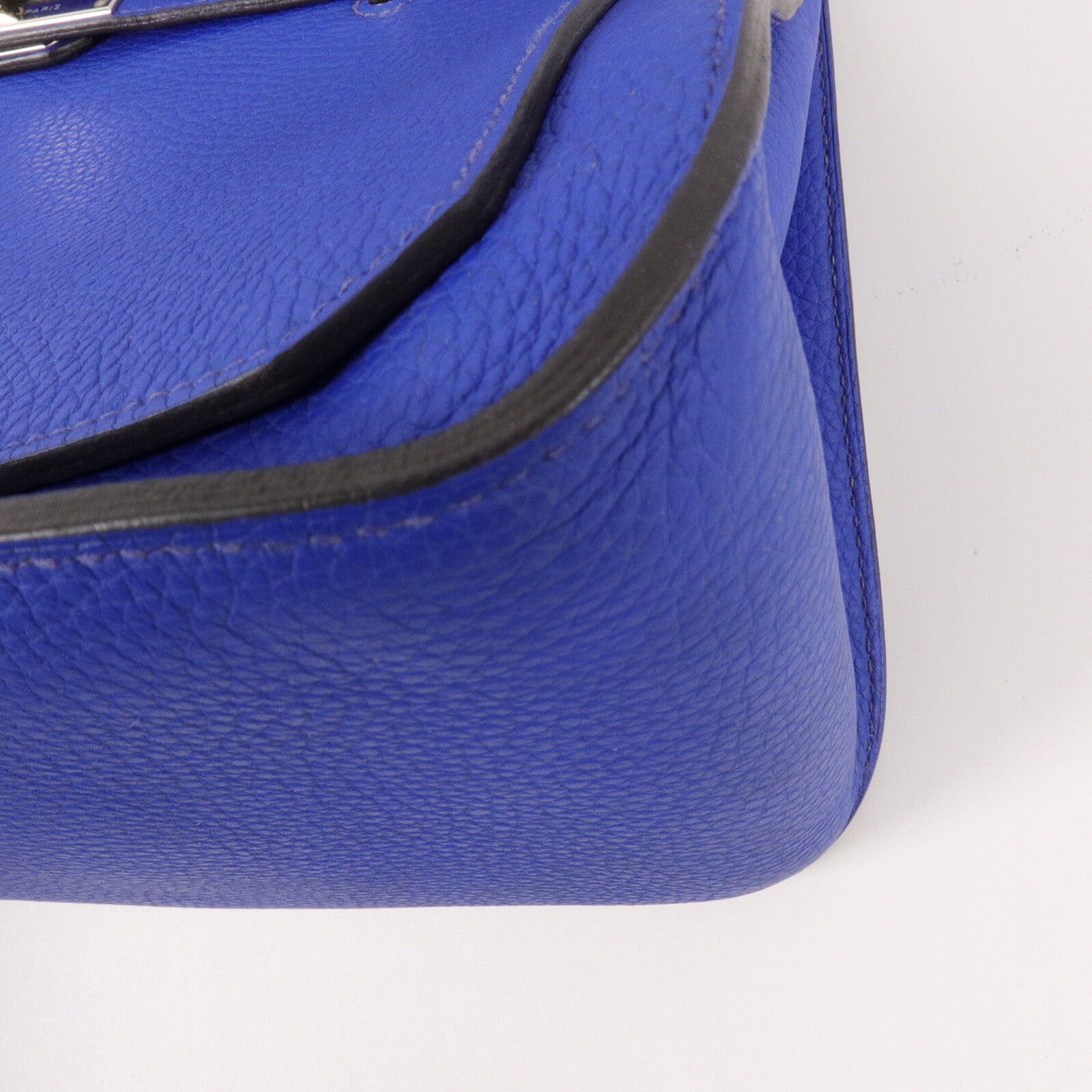 HERMES Clemence皮革Jypsiere 34肩背袋Bleu Electrique