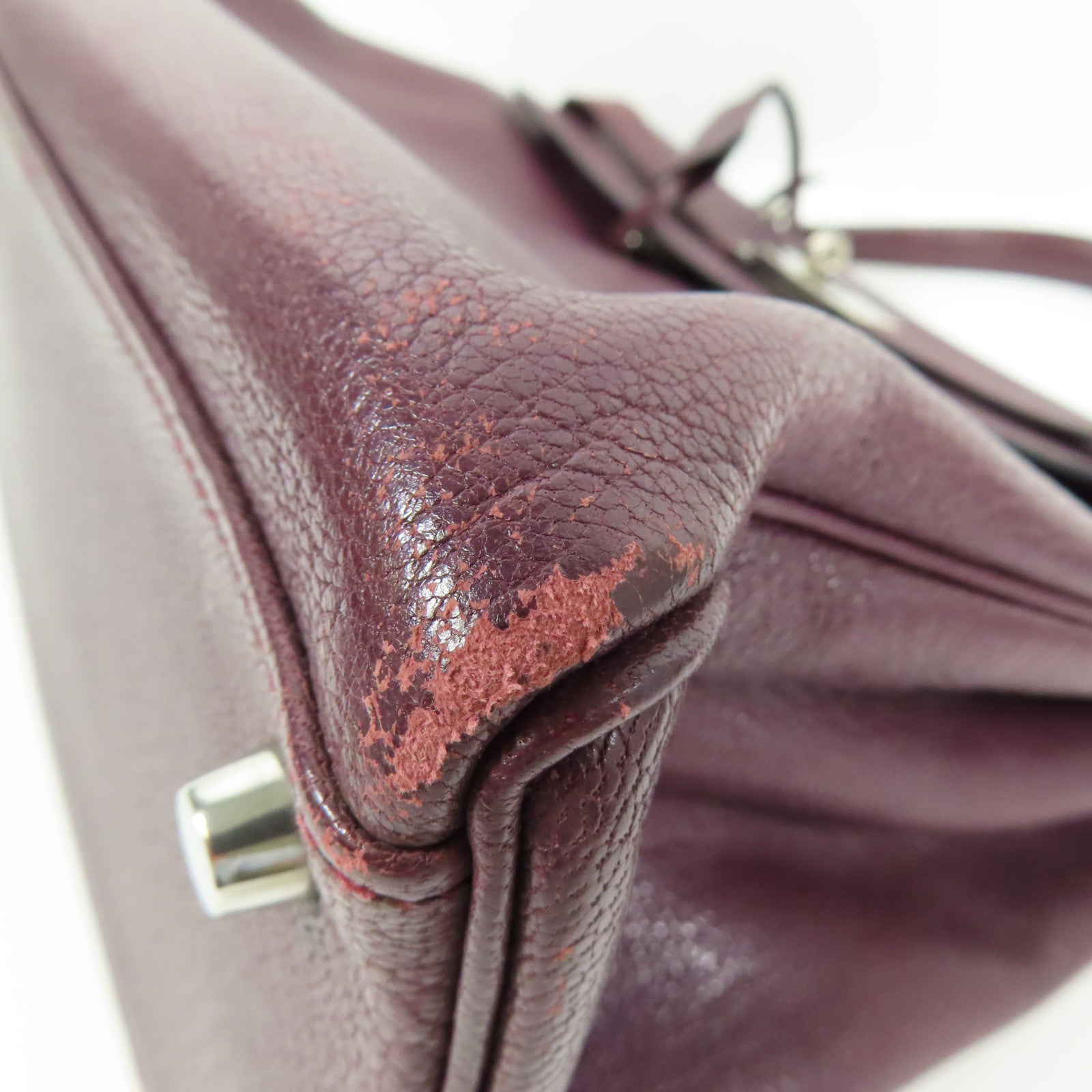 HERMES Togo皮革Kelly 35銀扣手挽肩背兩用袋Raisin