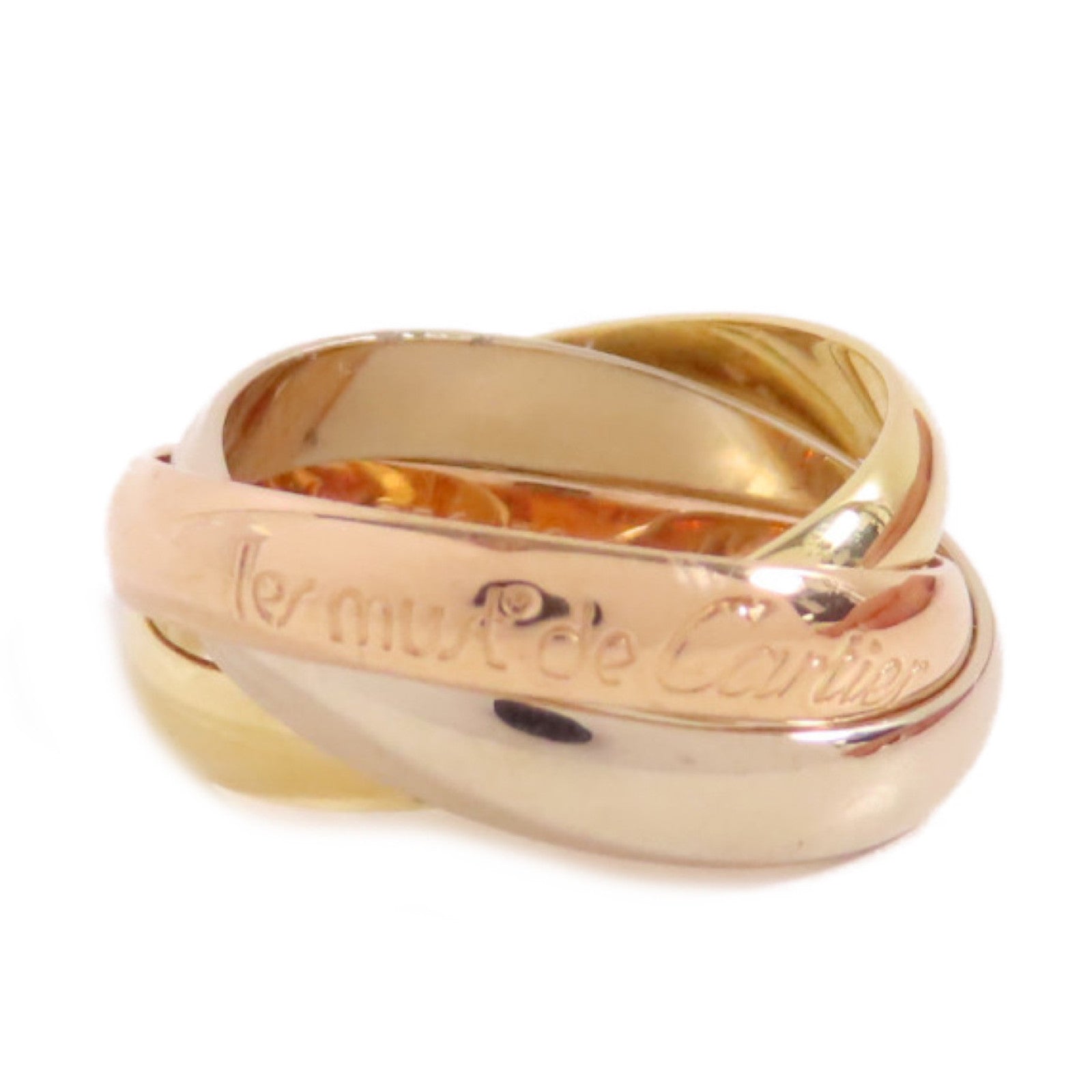 CARTIER 18K黃金/白金/玫瑰金Trinity Ring戒指US#5.25/Cartier#50