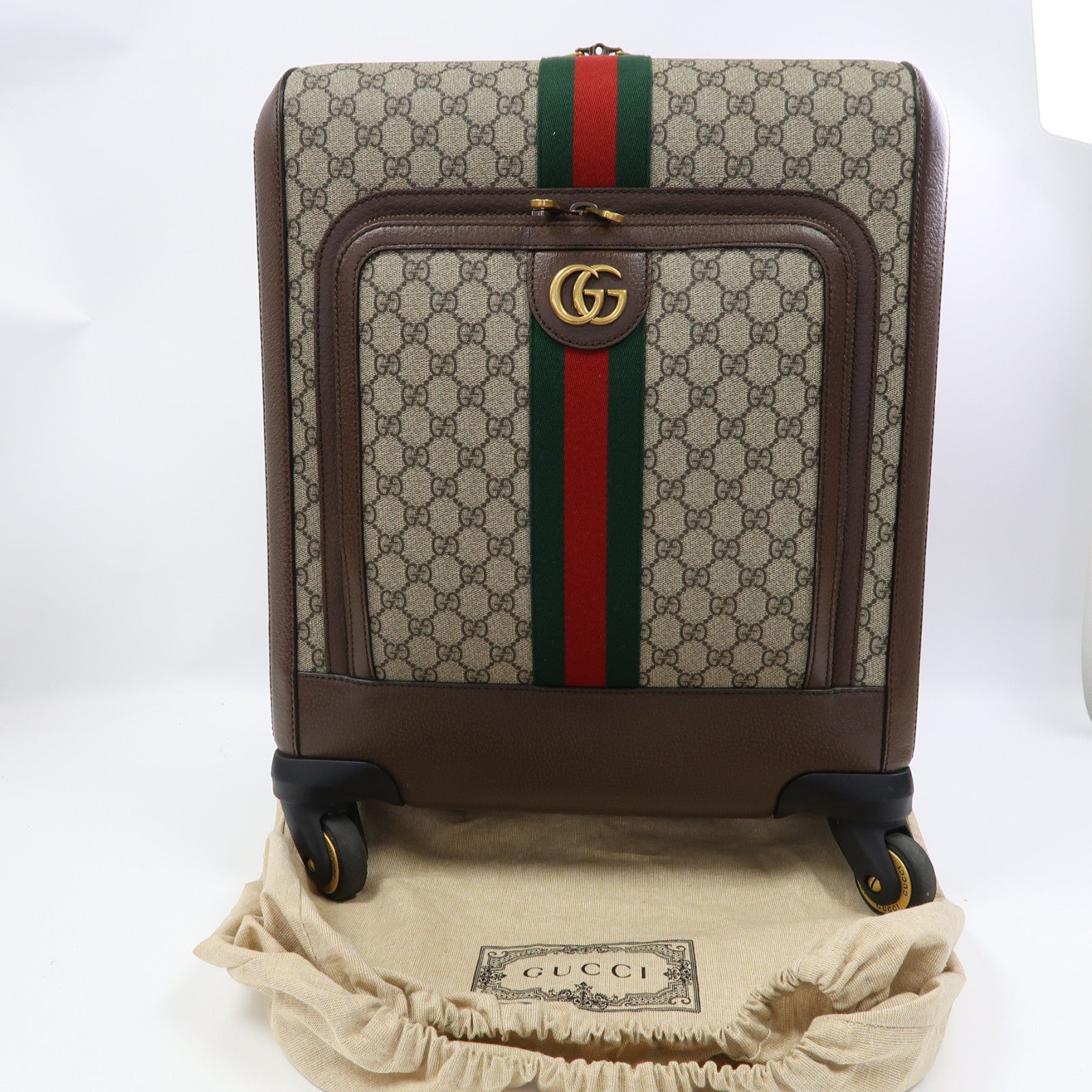 GUCCI 塗層帆布Savoy Suitcase金扣行李箱啡色