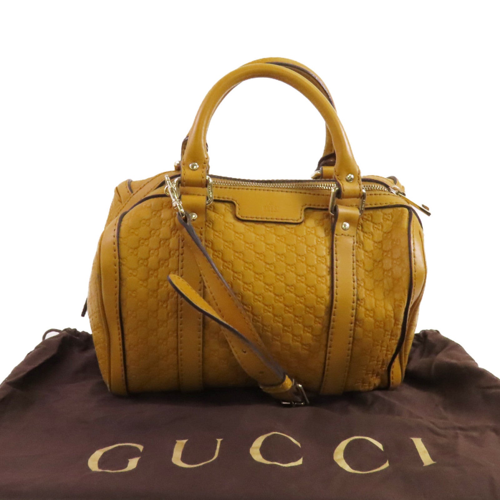 GUCCI 牛皮皮革Boston Bag金扣手挽肩背兩用袋