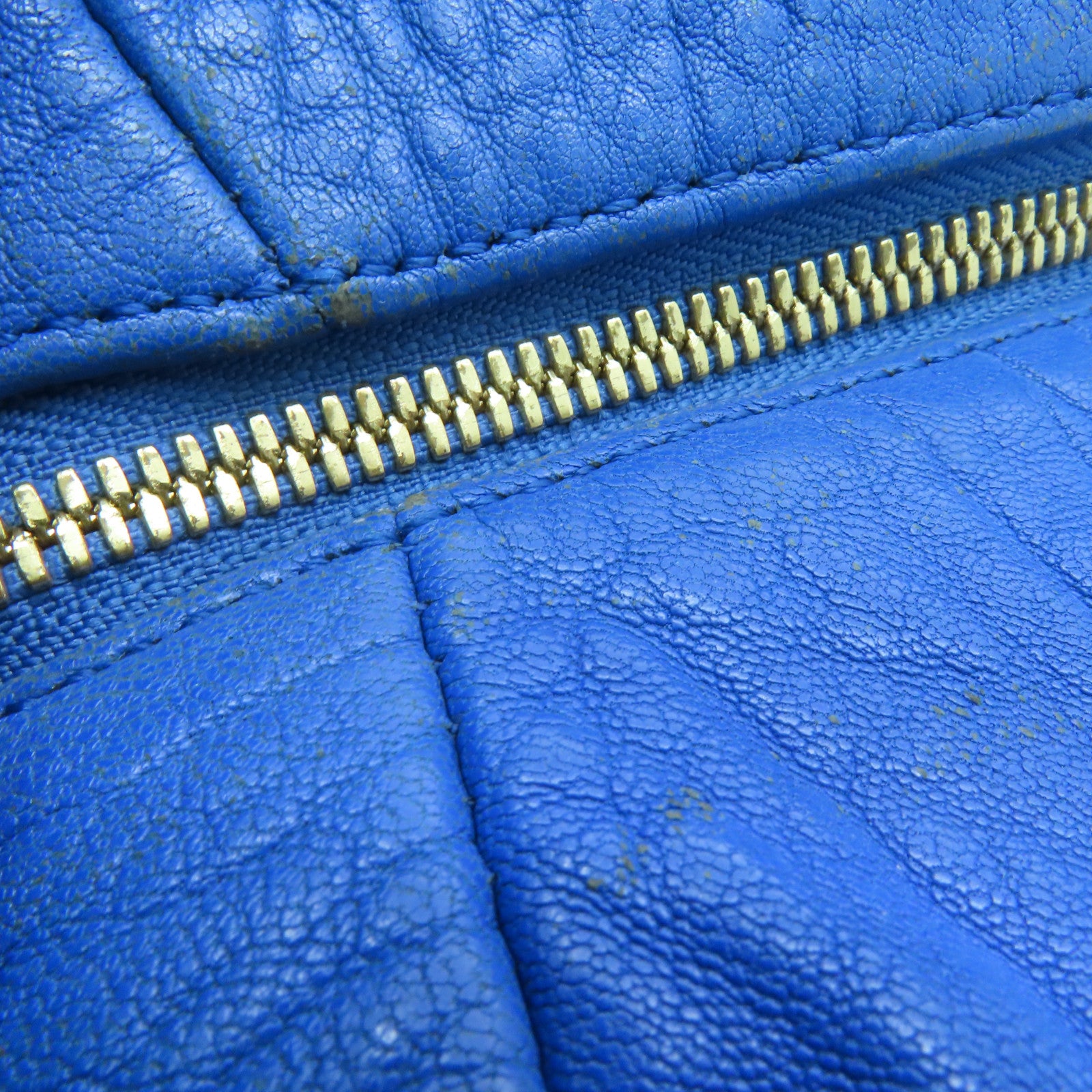 MCM Cowhide Leather 2way Shoulder Bag Gold Buckle Handle Shoulder Bag Blue