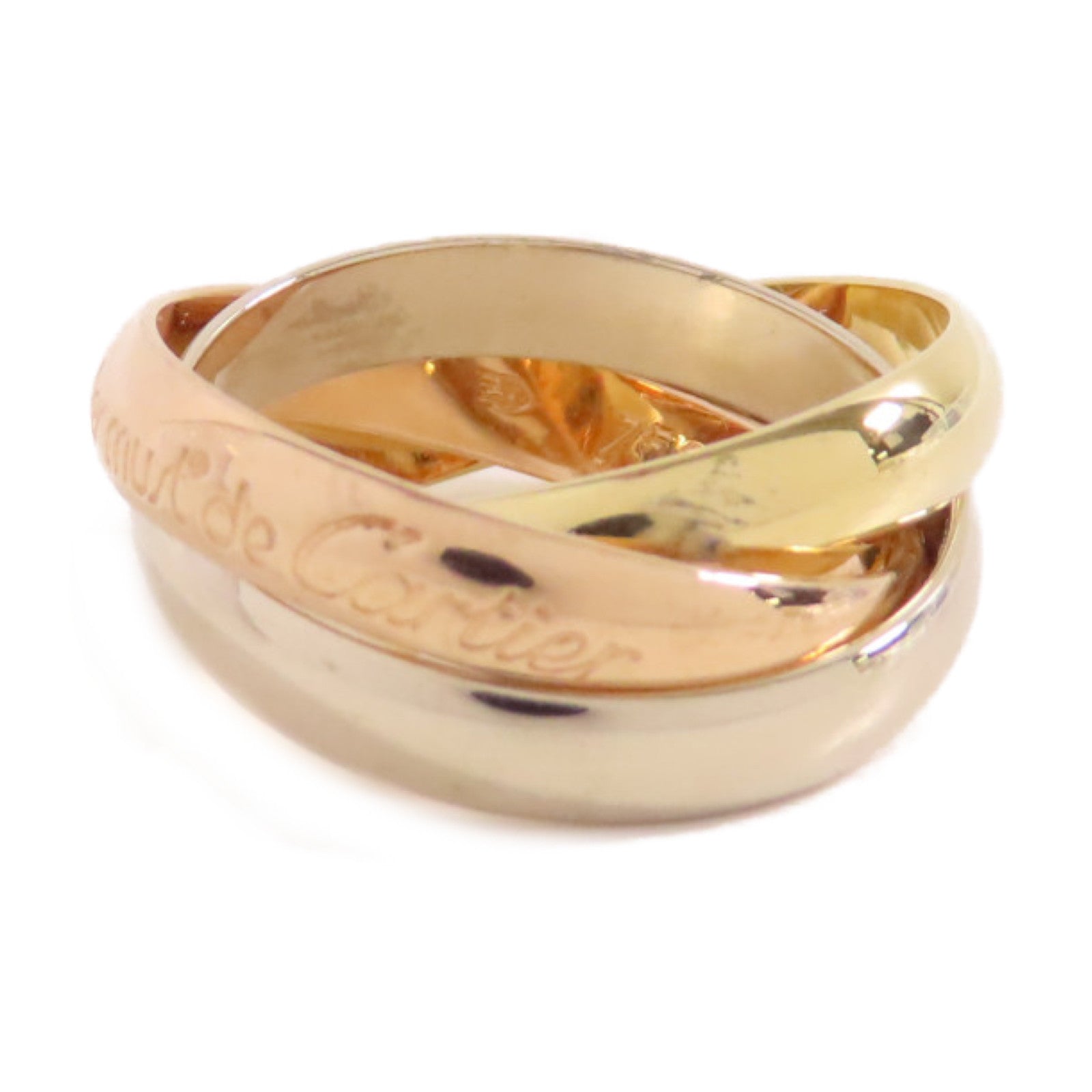 CARTIER 18K黃金/白金/玫瑰金Trinity Ring戒指US#5.25/Cartier#50