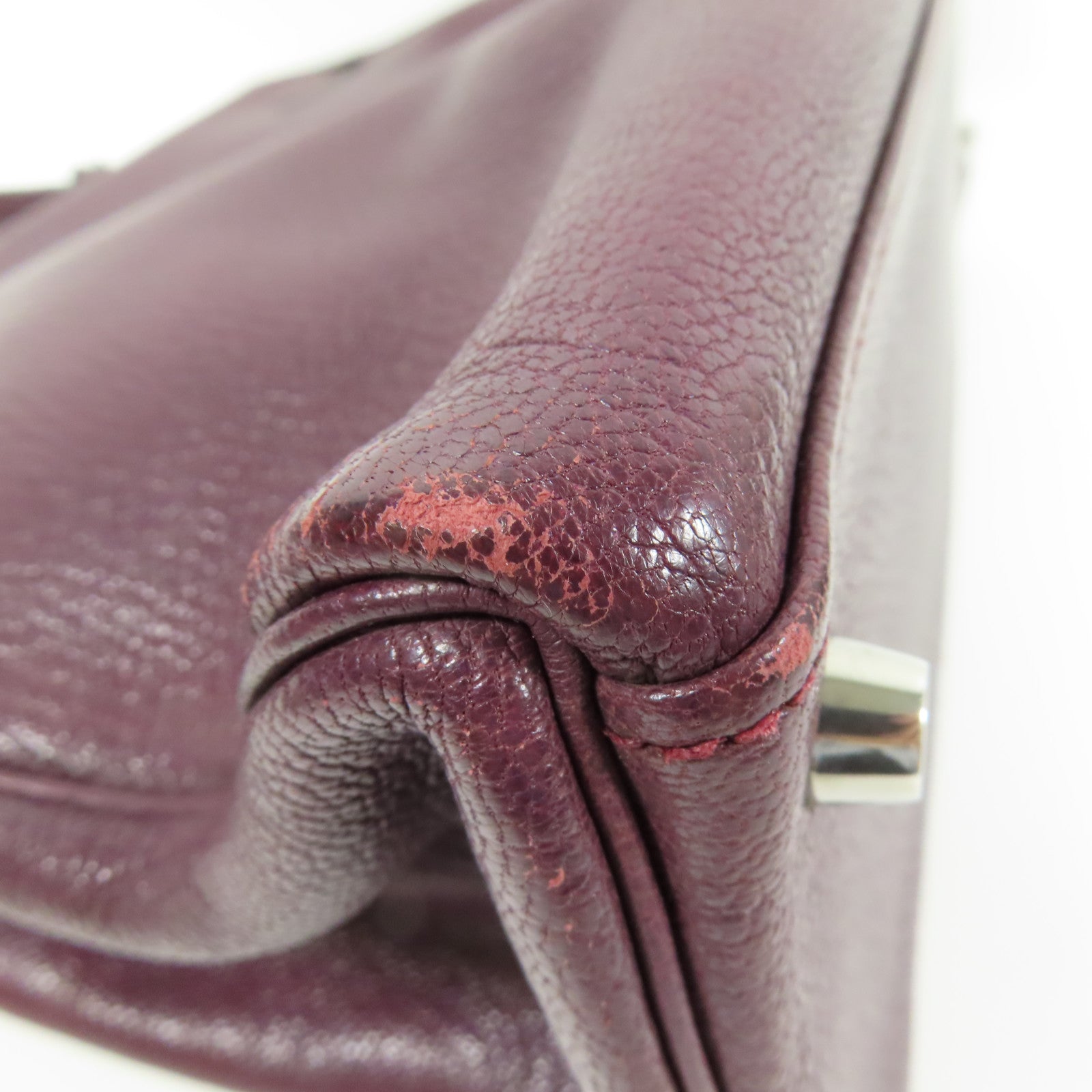 HERMES Togo皮革Kelly 35銀扣手挽肩背兩用袋Raisin