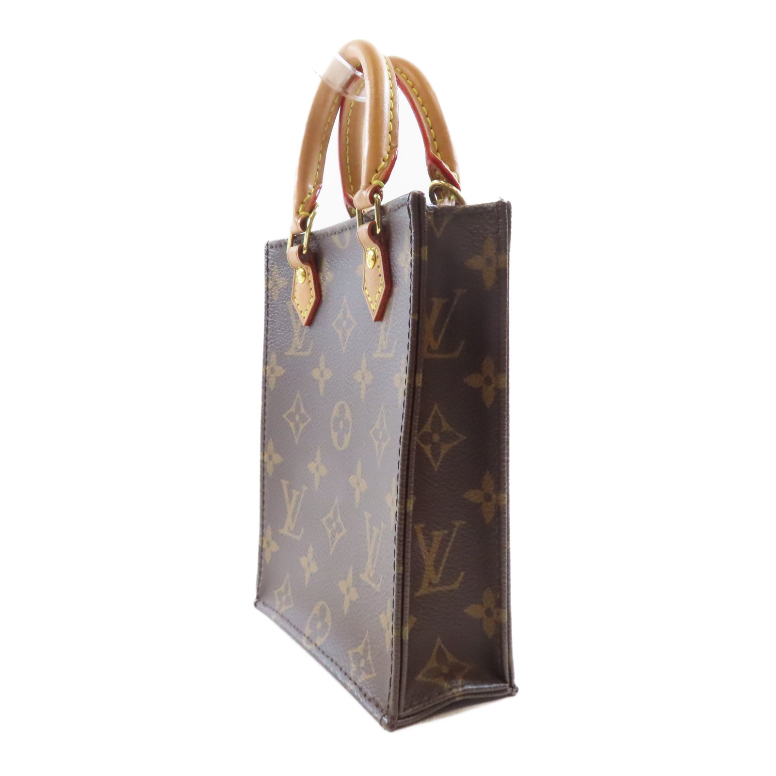 LOUIS VUITTON Monogram Petit Sac Plat金扣手挽肩背兩用袋棕色