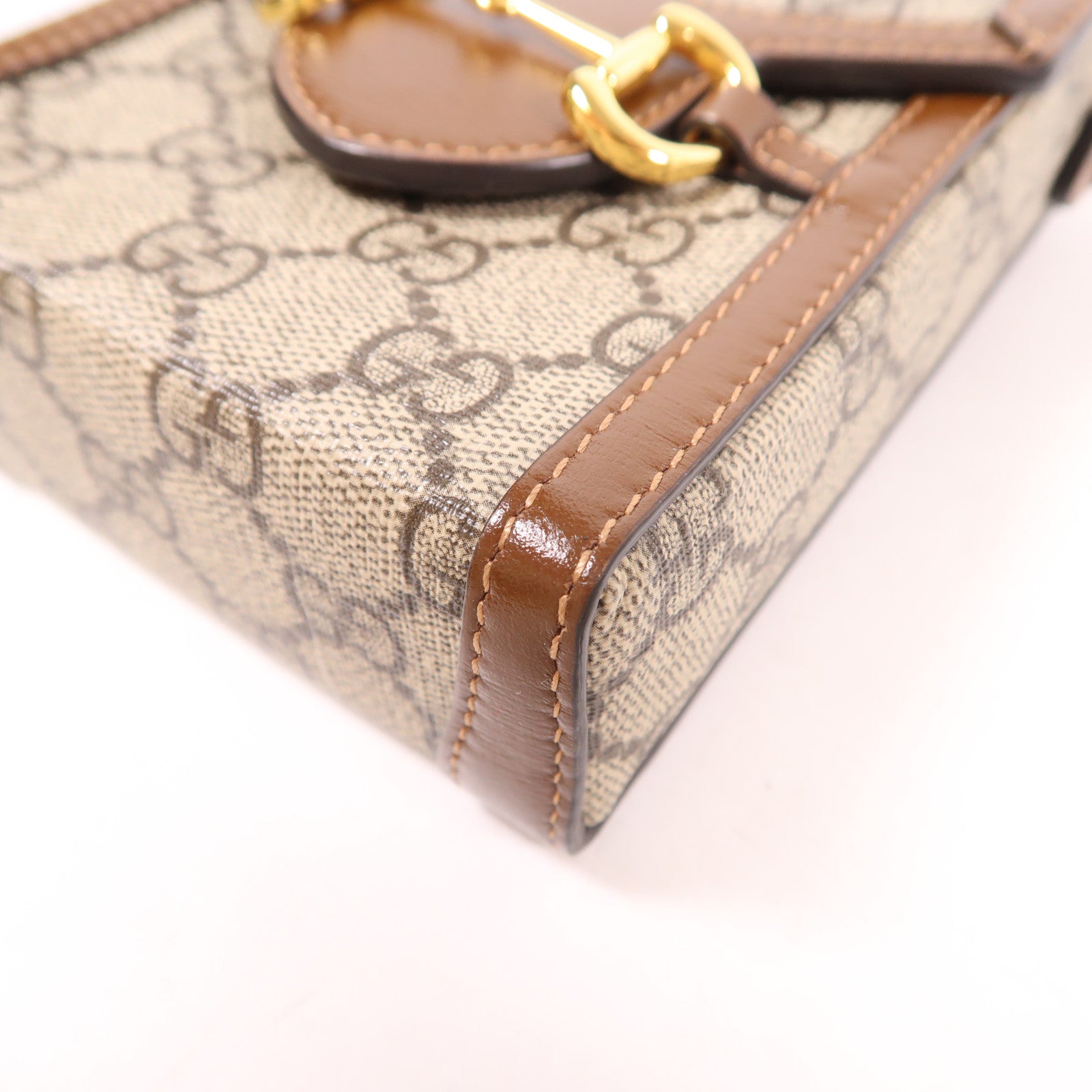 GUCCI 塗層帆布Horsebit 1955 Mini金扣肩背袋