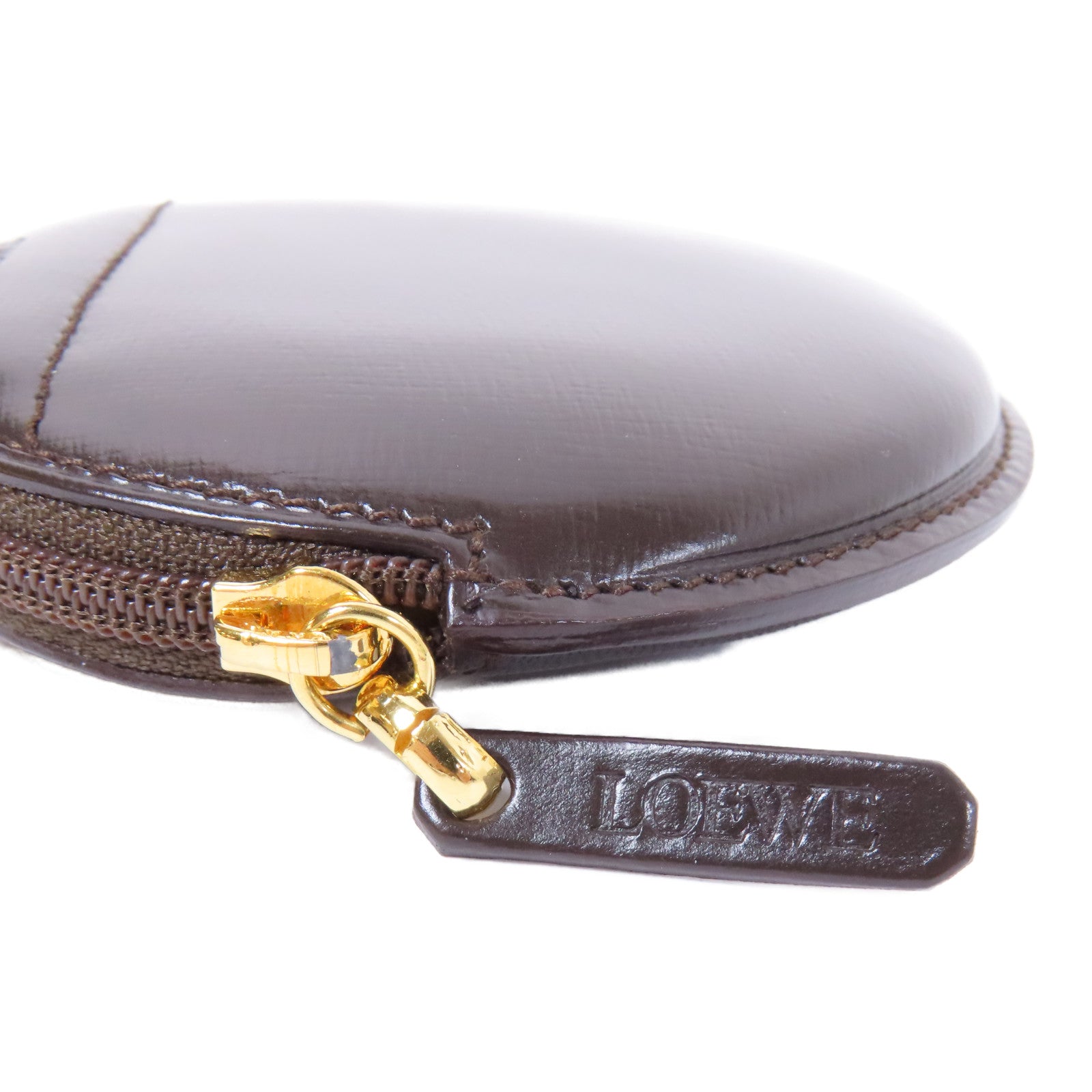LOEWE 牛皮皮革Coin Case金扣零錢包啡色
