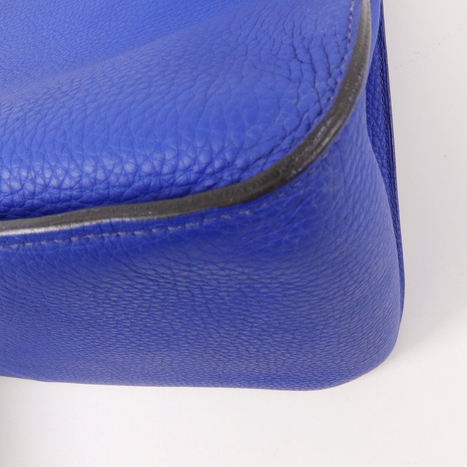HERMES Clemence皮革Jypsiere 34肩背袋Bleu Electrique