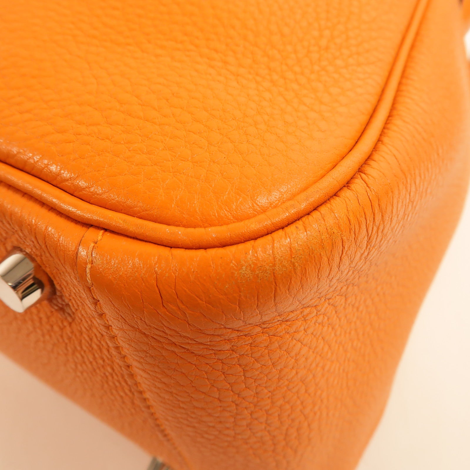 HERMES Clemence皮革Lindy 30手挽肩背兩用袋Orange