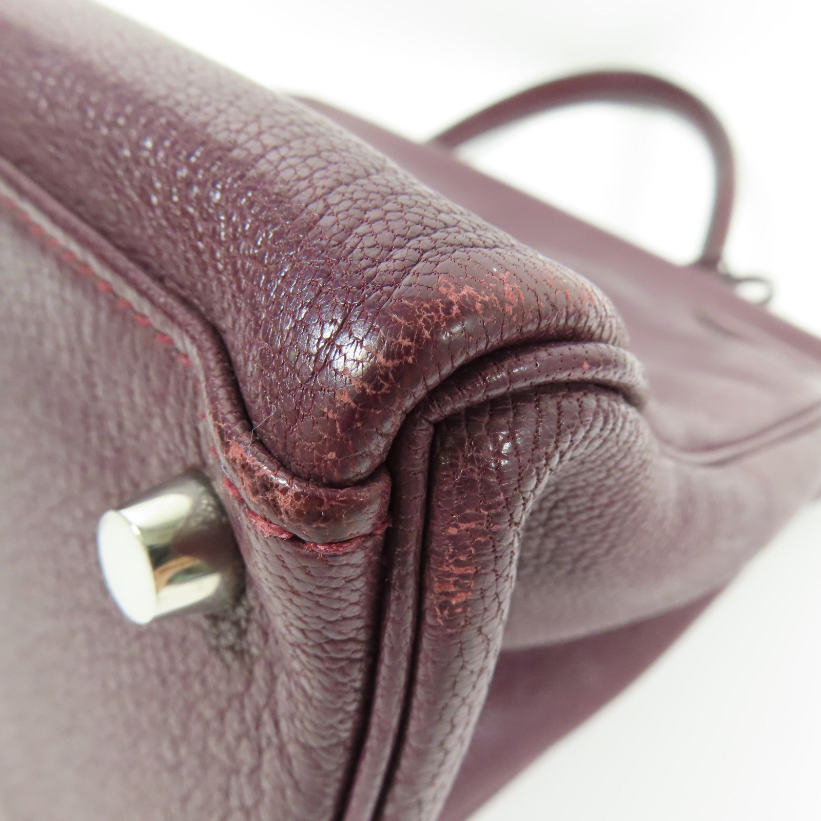 HERMES Togo皮革Kelly 35銀扣手挽肩背兩用袋Raisin