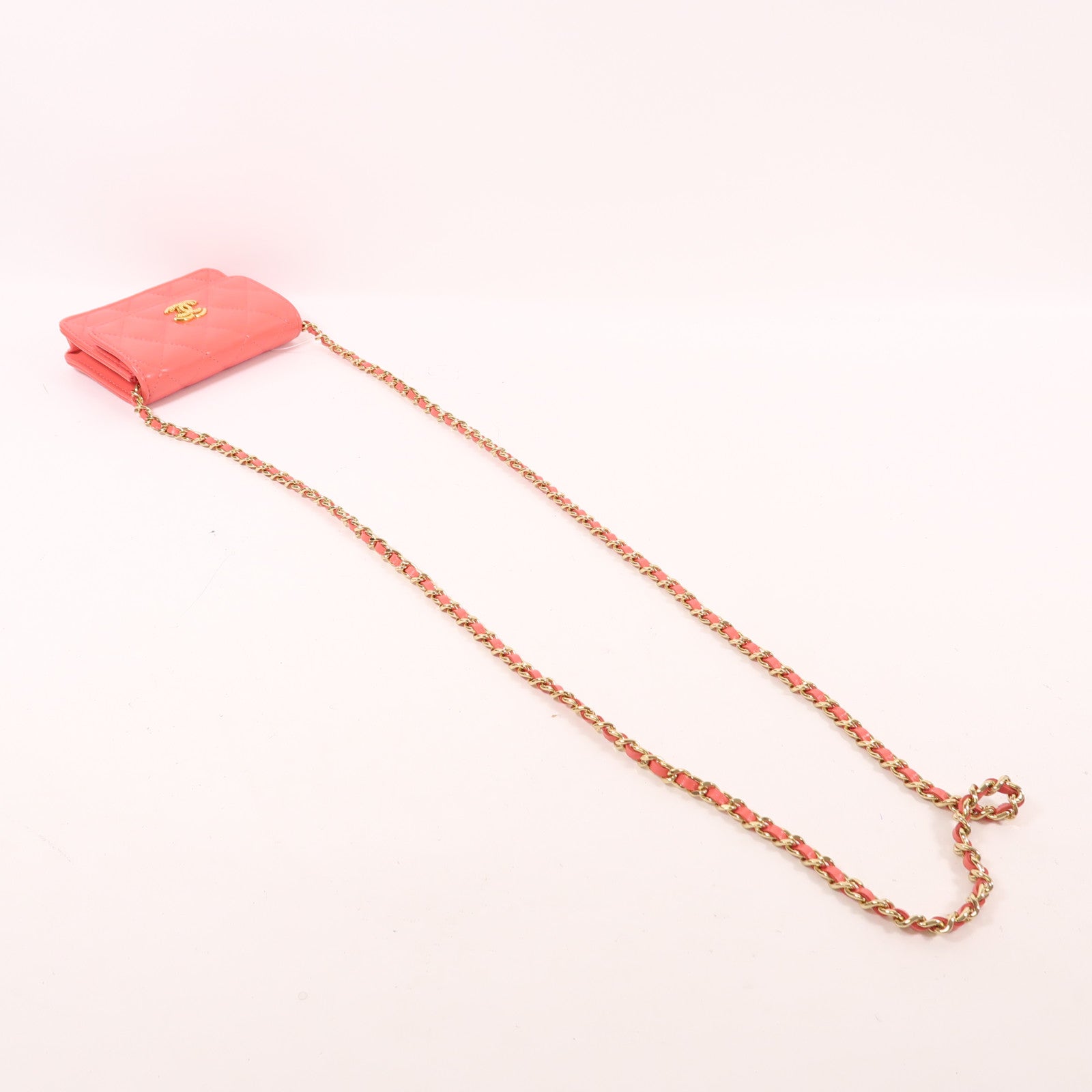 CHANEL 皮革Mini Flap Bag金扣鏈帶肩背袋