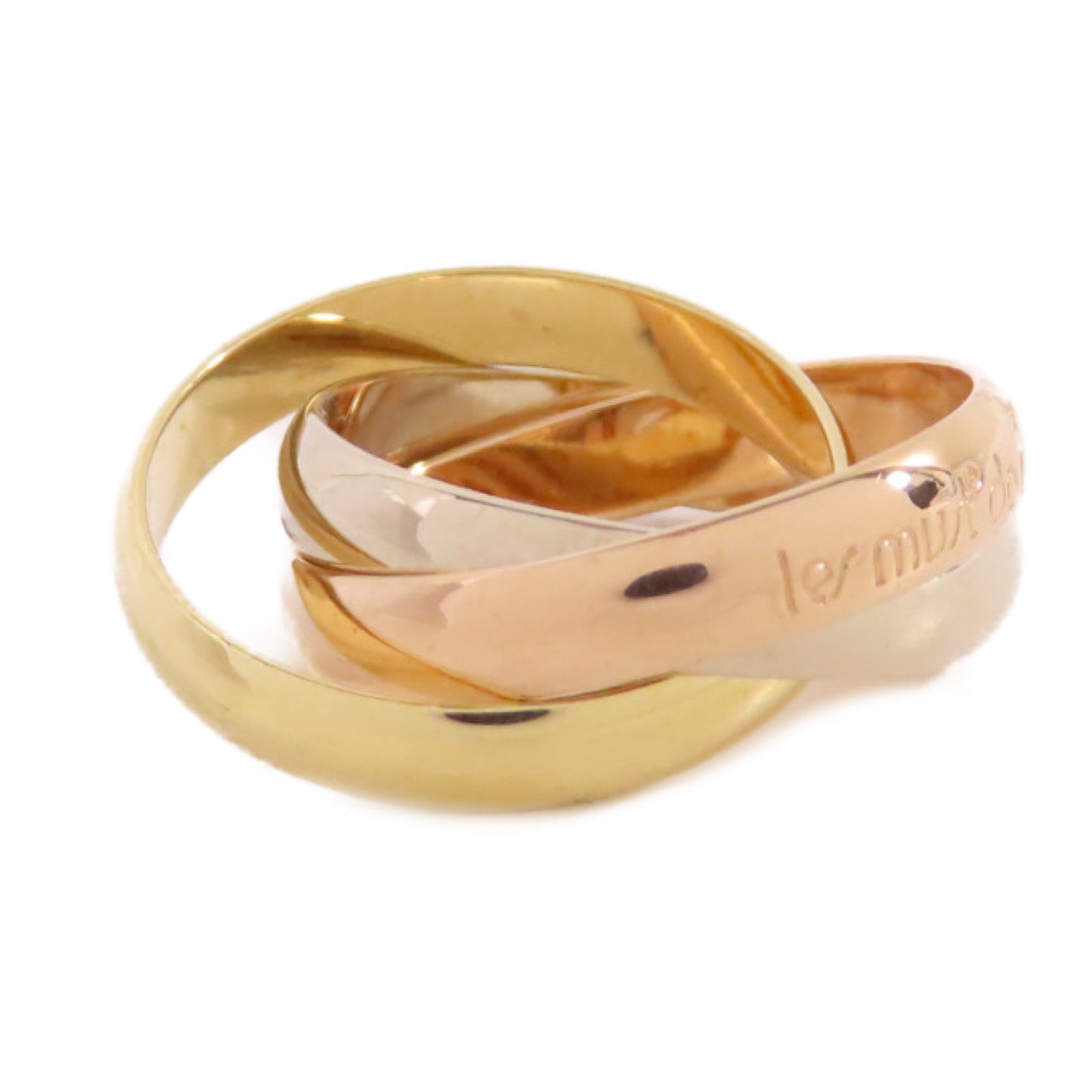 CARTIER 18K黃金/白金/玫瑰金Trinity Ring戒指US#5.25/Cartier#50