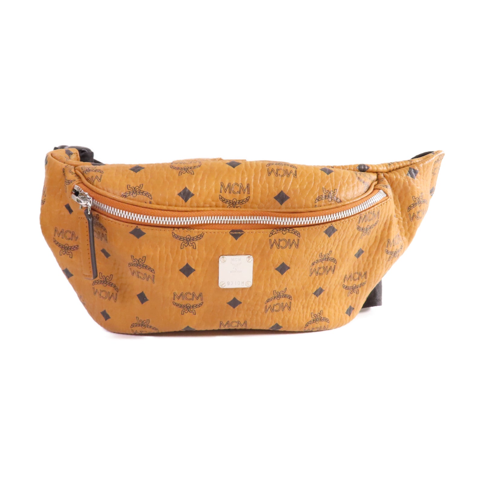 MCM 【激減優惠】塗層帆布Waist Bag銀扣腰包啡色