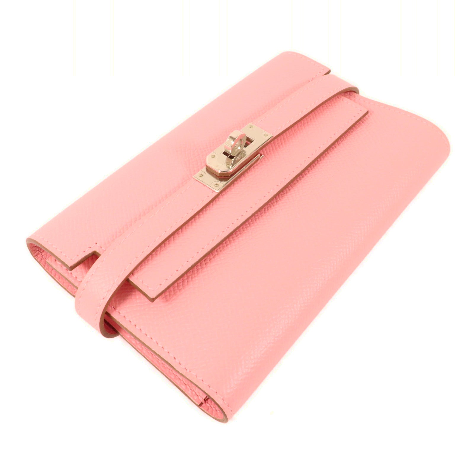HERMES Epsom皮革Kelly Wallet M錢包Rose Confetti