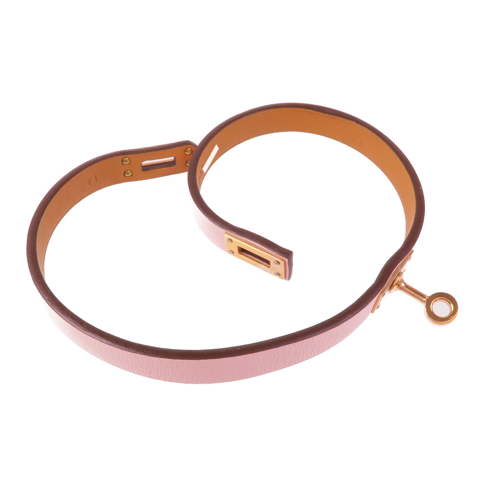 HERMES Swift皮革Mini Kelly Double Tour Bracelet金扣手帶Rose Sakura