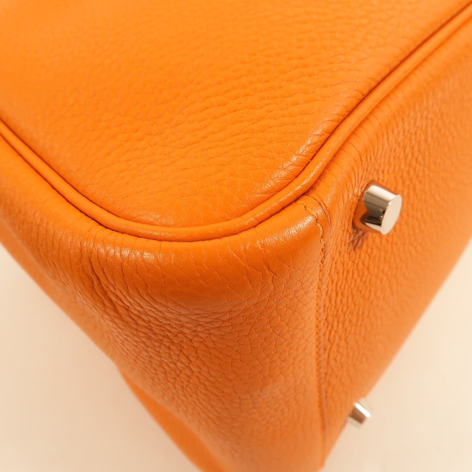 HERMES Clemence皮革Lindy 30手挽肩背兩用袋Orange