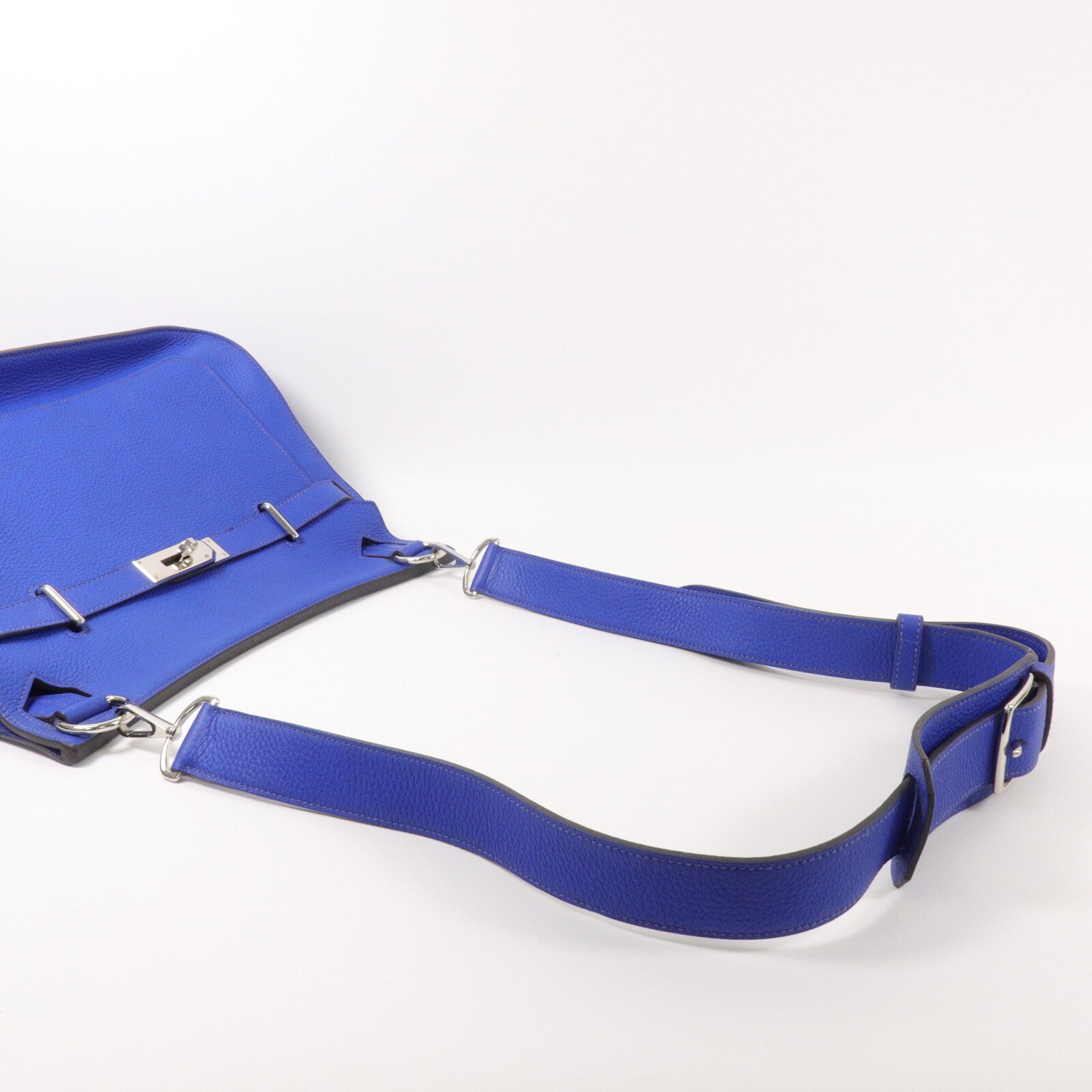HERMES Clemence皮革Jypsiere 34肩背袋Bleu Electrique