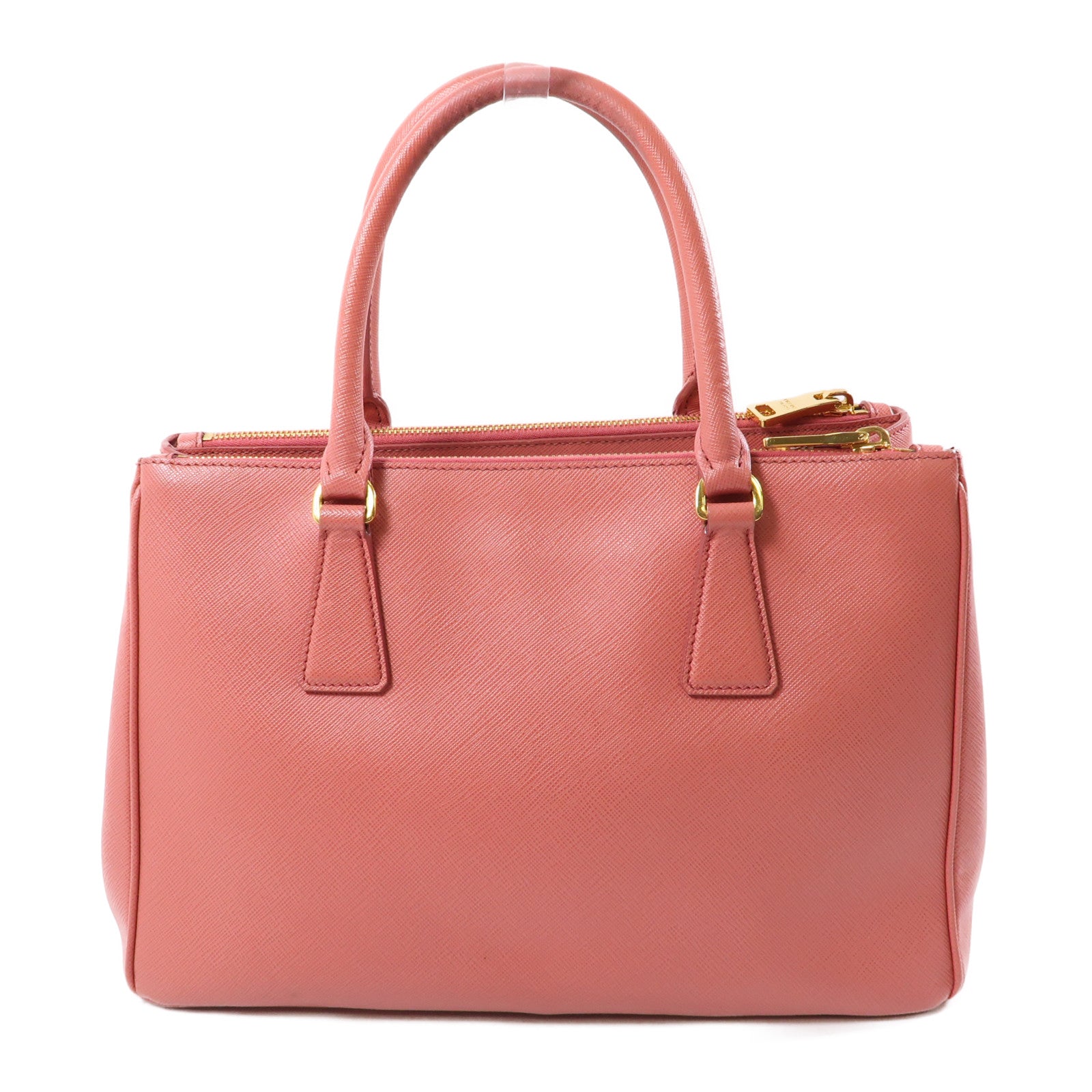 PRADA Saffiano皮革Galleria Medium金扣手挽肩背兩用袋粉紅色