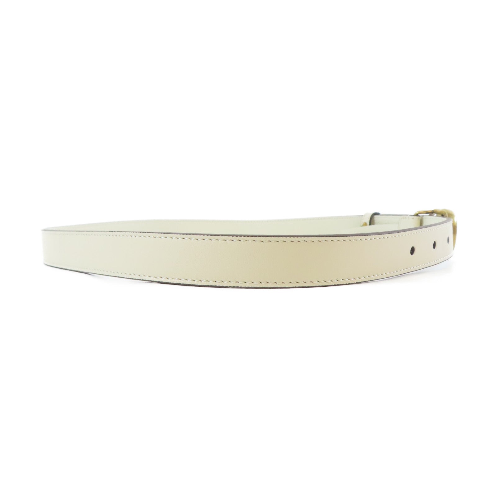 GUCCI 皮革Belt金扣皮帶白色
