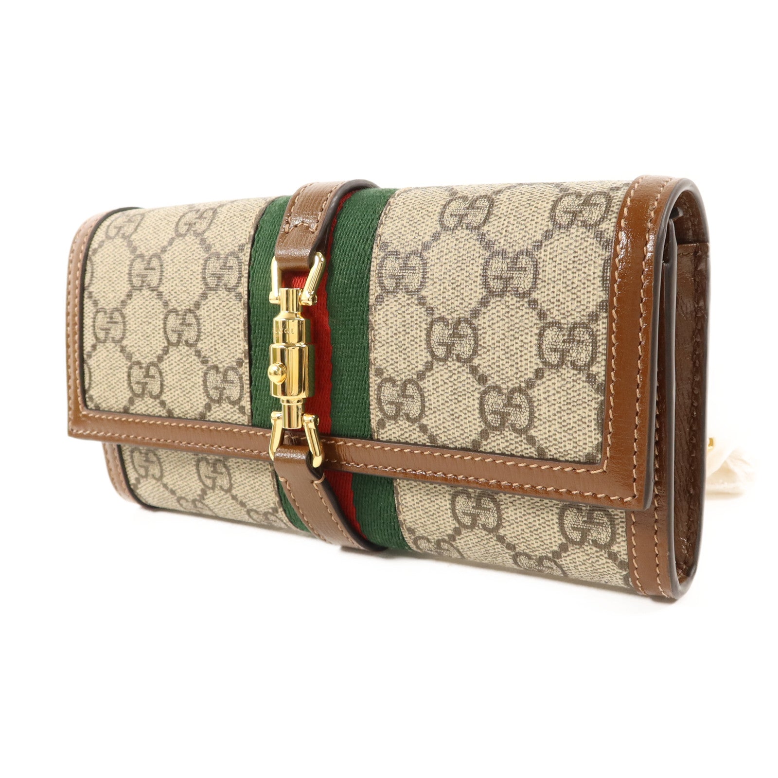 GUCCI 塗層帆布Jackie 1961 Chain Wallet金扣鏈帶肩背袋