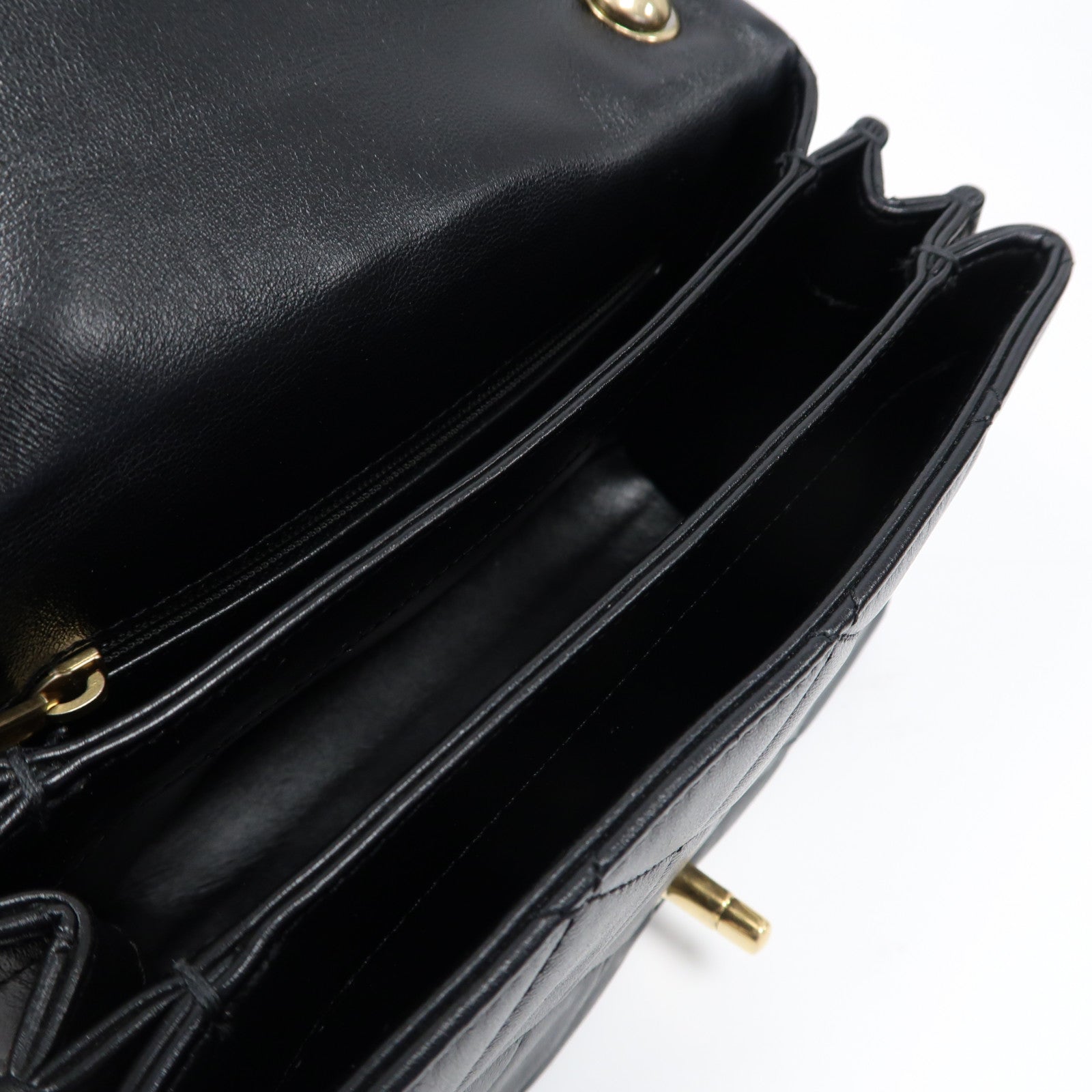 CHANEL 菱格羊皮皮革2 Way Shoulder Bag金扣手挽肩背兩用袋黑色