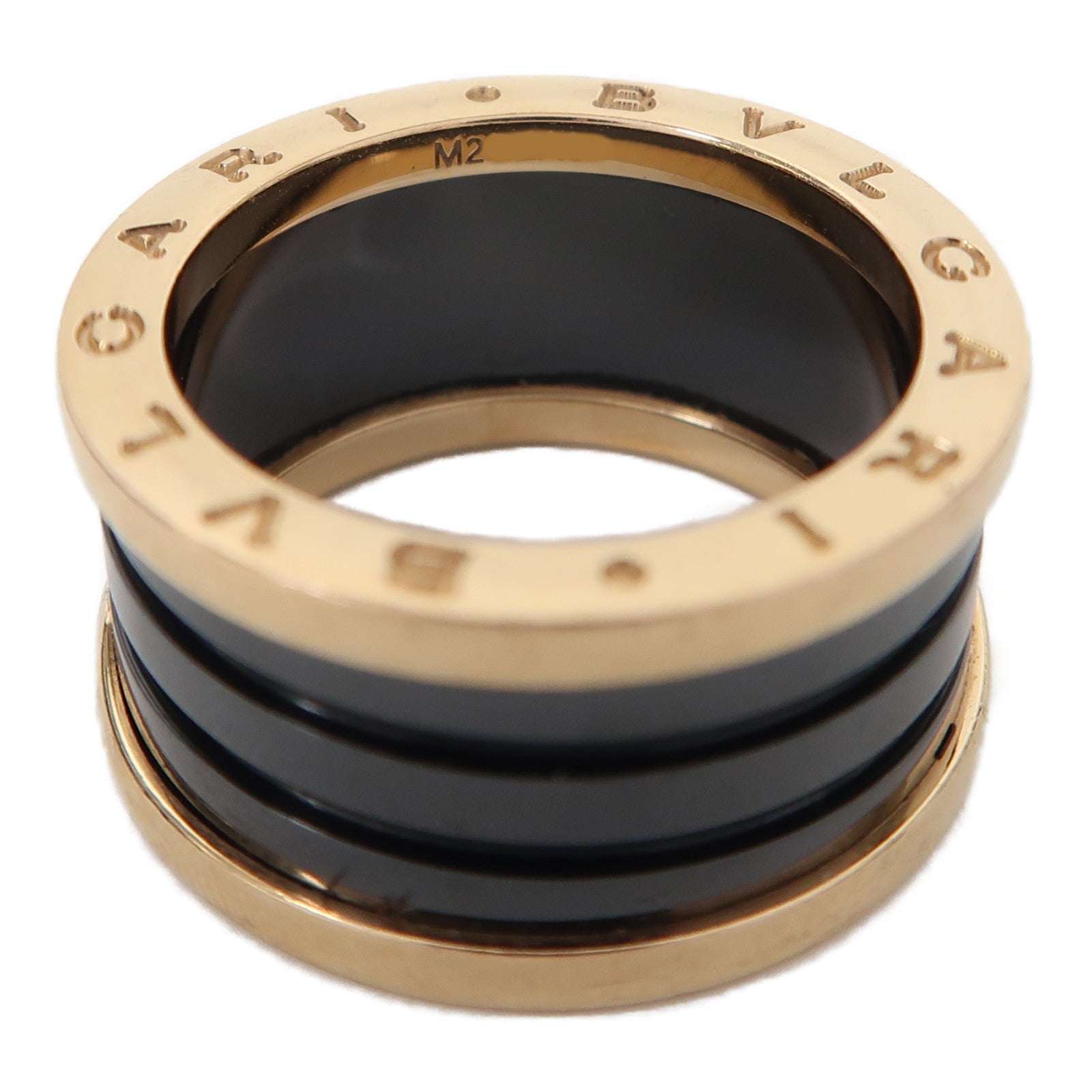 BVLGARI 【激減優惠】18K玫瑰金/陶瓷B-zero 1戒指黑色BVLGARI#59/US#8.5