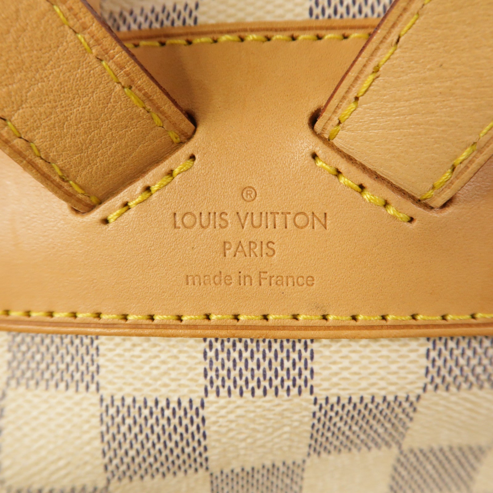 LOUIS VUITTON Damier Azur Sperone金扣背包白色