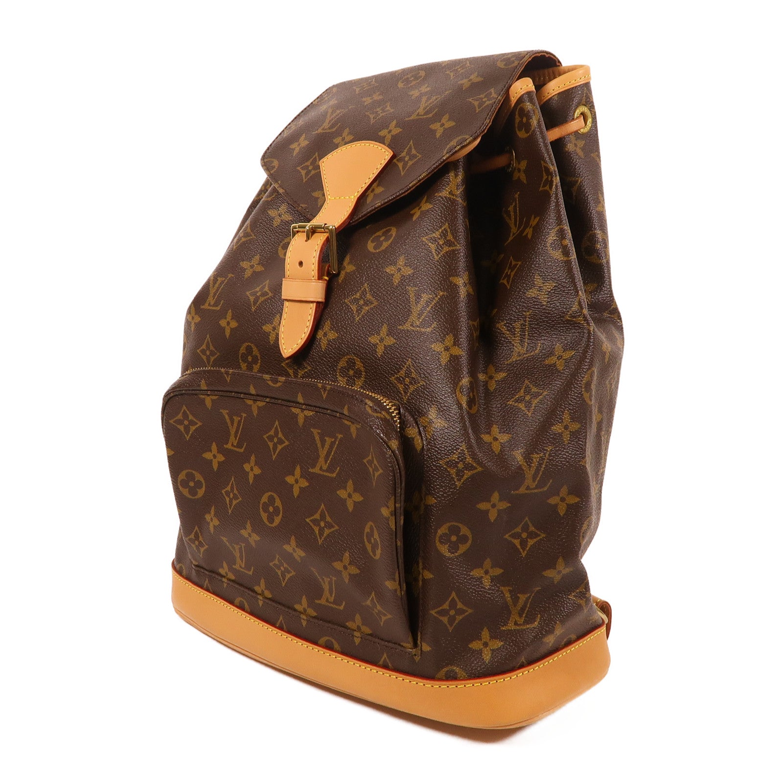LOUIS VUITTON Monogram Montsouris GM金扣背包啡色