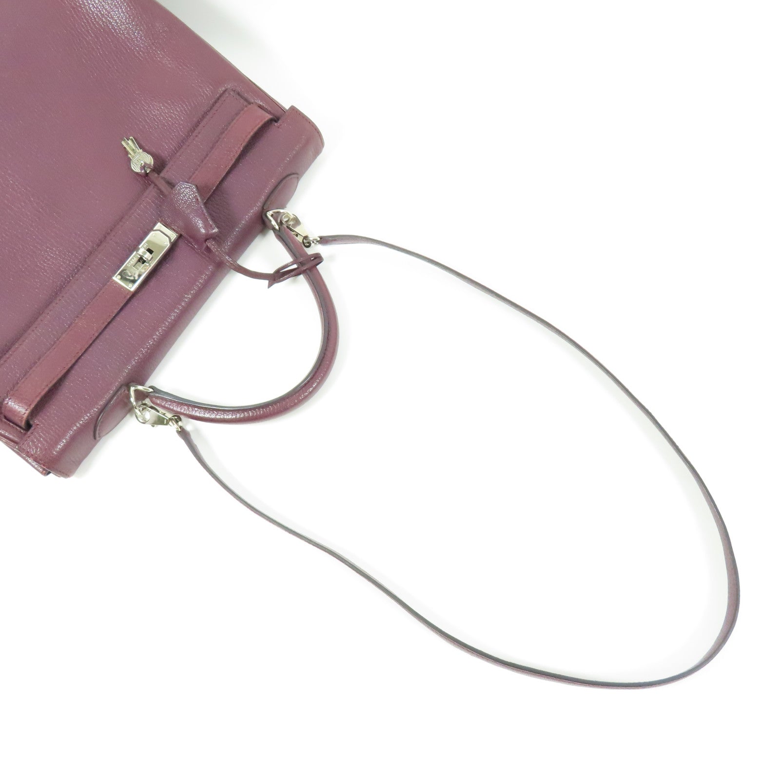 HERMES Togo皮革Kelly 35銀扣手挽肩背兩用袋Raisin