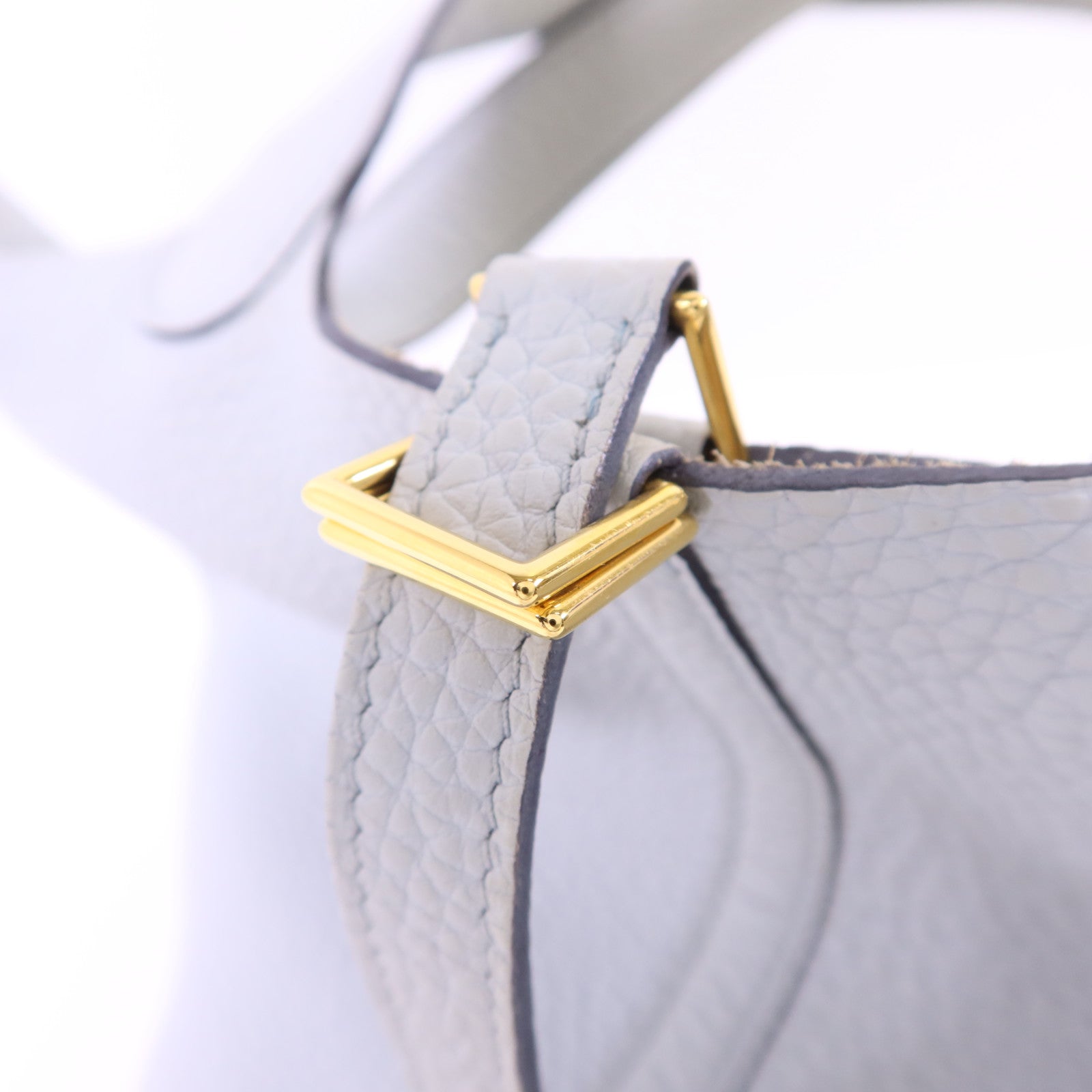 HERMES Clemence皮革Picotin PM金扣手挽袋Bleu Pale