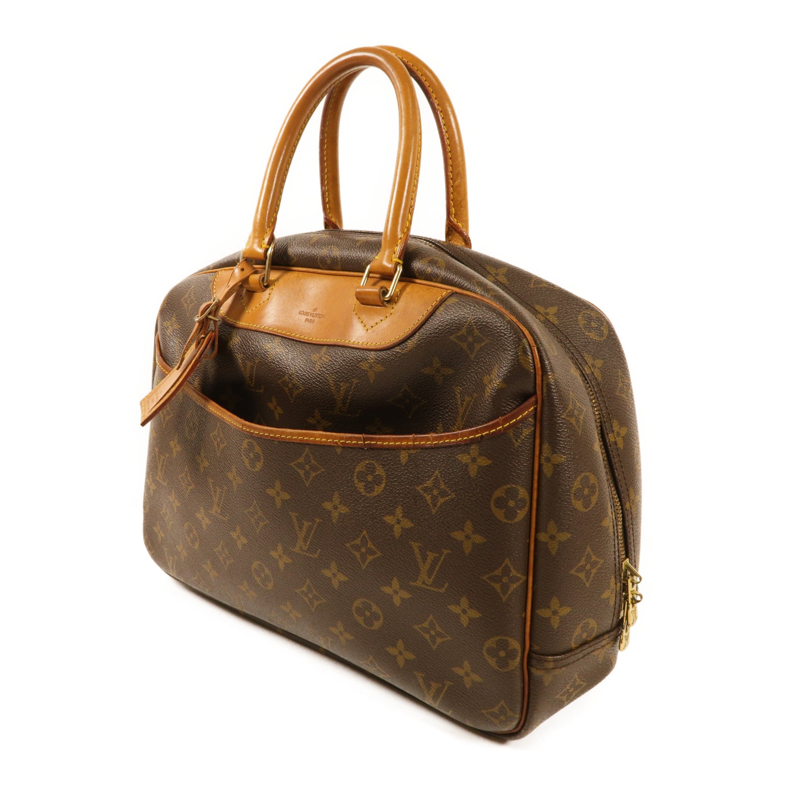 LOUIS VUITTON Monogram Deauville金扣手挽袋棕色