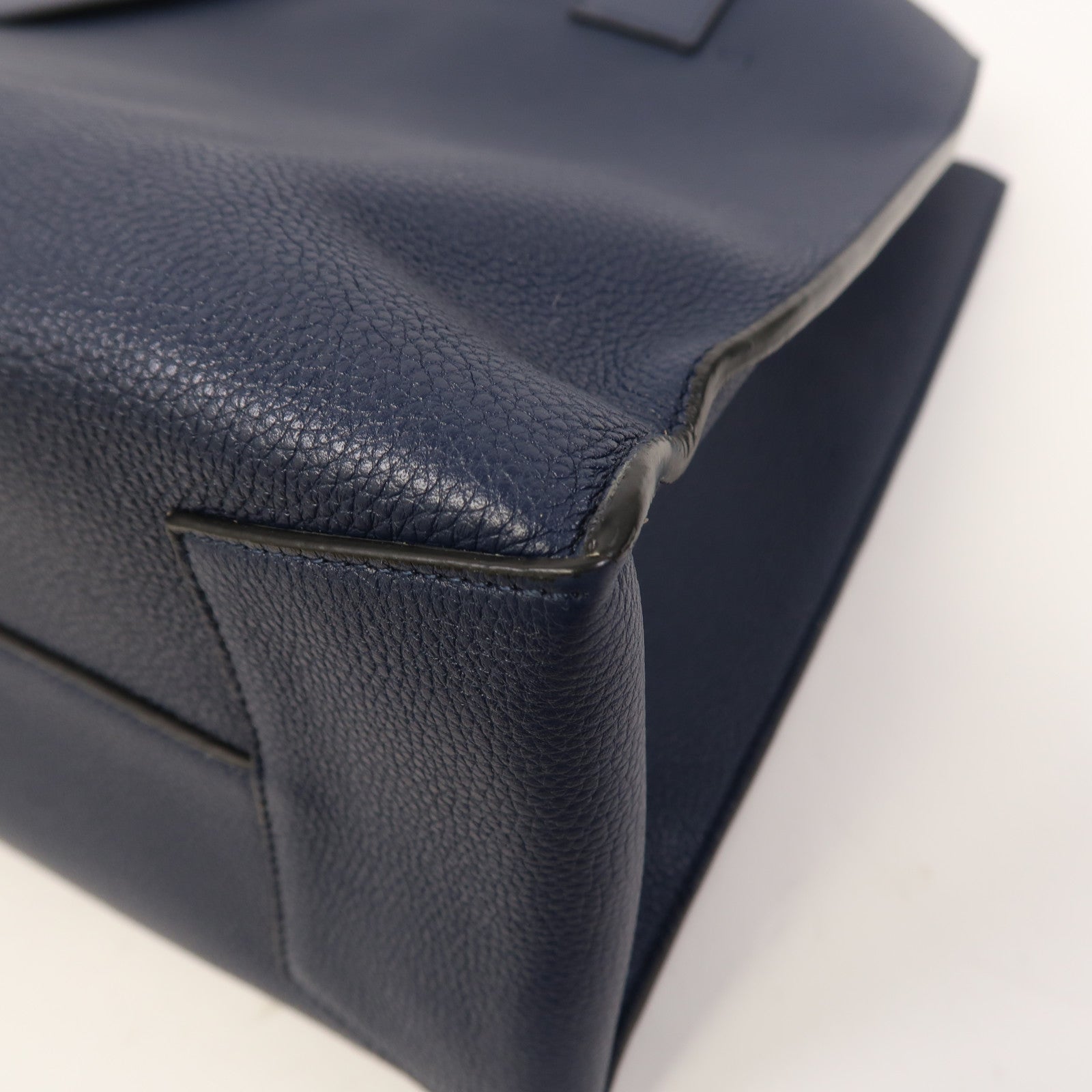 LOEWE 牛皮皮革Tote Bag銀扣肩背袋藍色