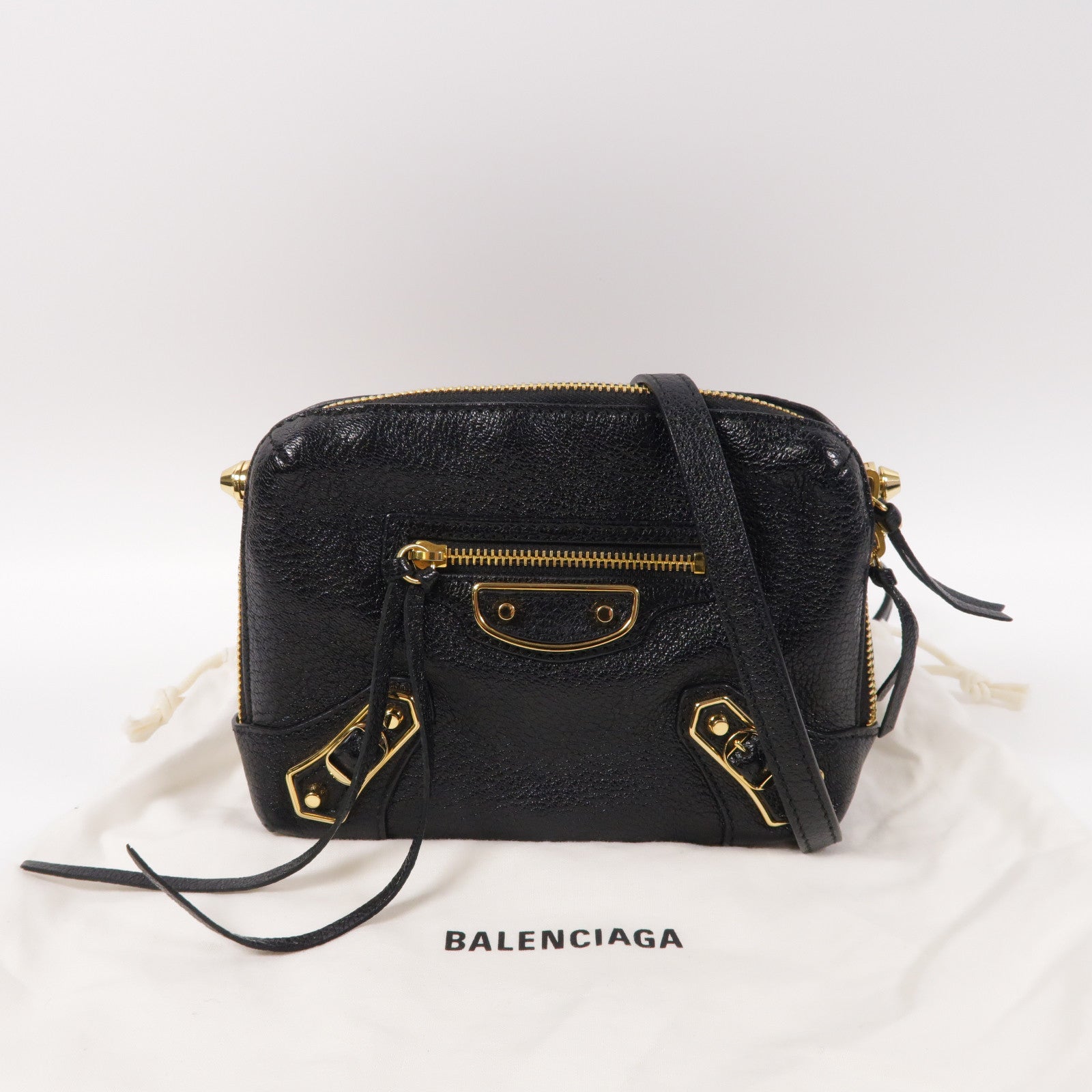 BALENCIAGA 【激減優惠】牛皮皮革Reporter金扣肩背袋黑色