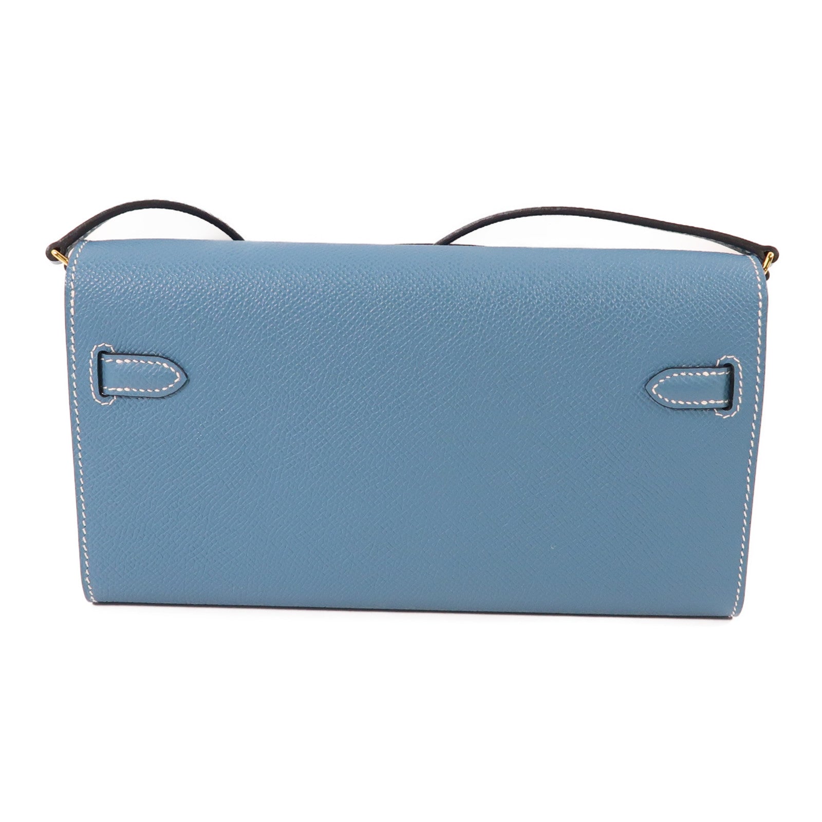 HERMES Epsom皮革Kelly To Go金扣肩背袋75 Bleu Jean/牛仔藍