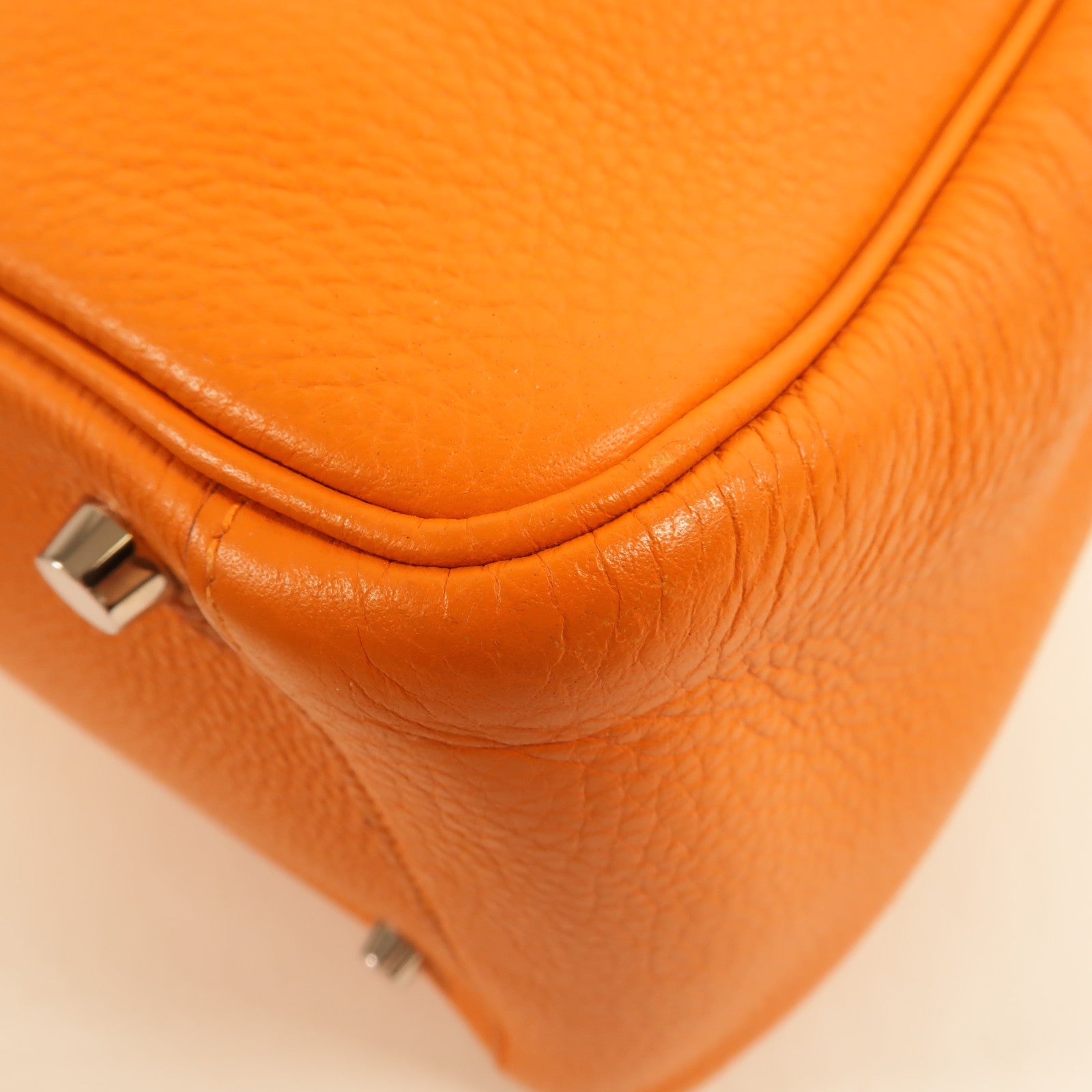 HERMES Clemence皮革Lindy 30手挽肩背兩用袋Orange