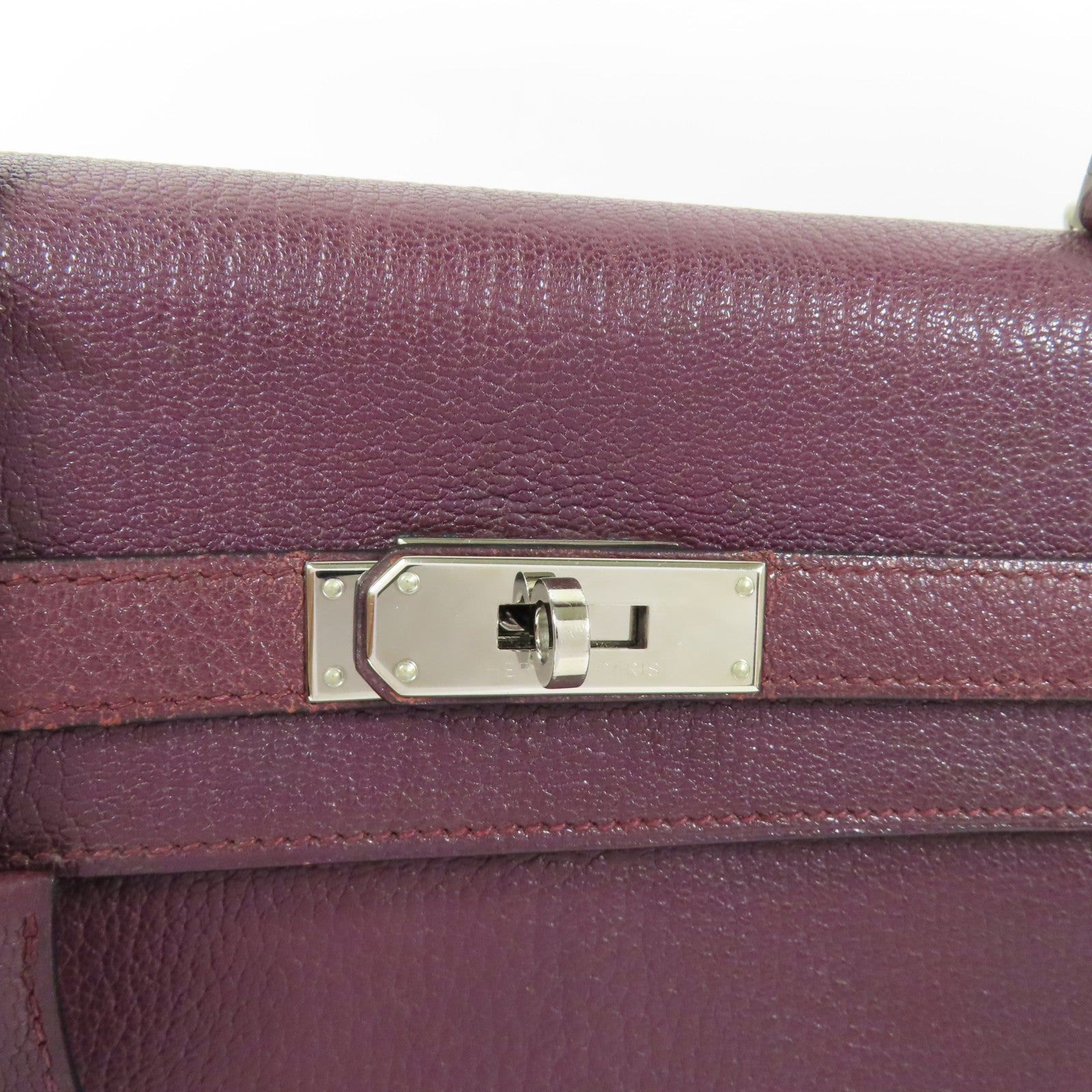 HERMES Togo皮革Kelly 35銀扣手挽肩背兩用袋Raisin