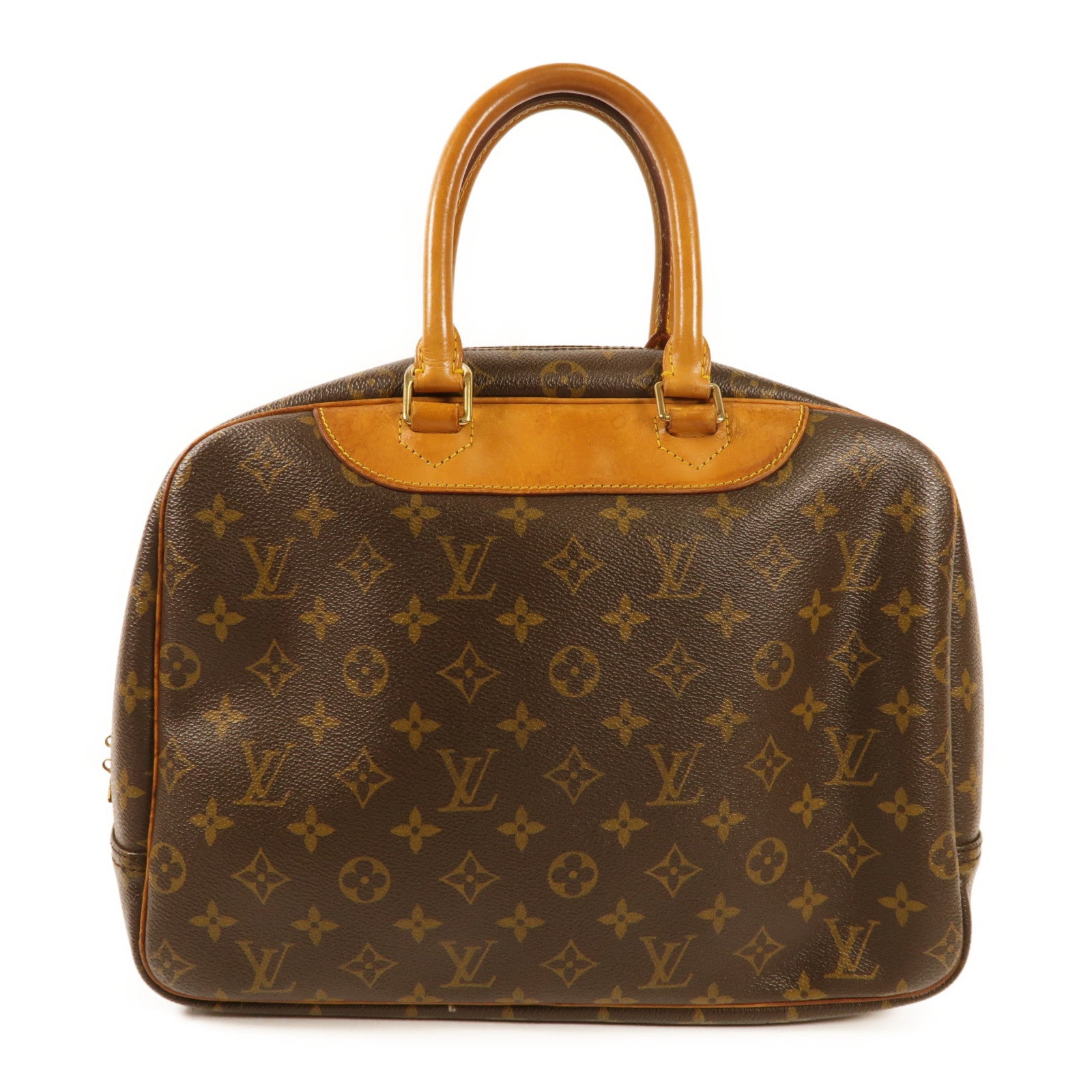 LOUIS VUITTON Monogram Deauville金扣手挽袋棕色