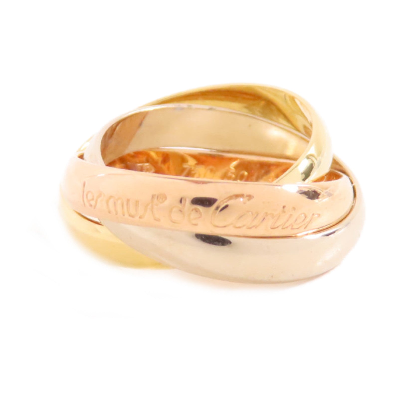 CARTIER 18K黃金/白金/玫瑰金Trinity Ring戒指US#5.25/Cartier#50