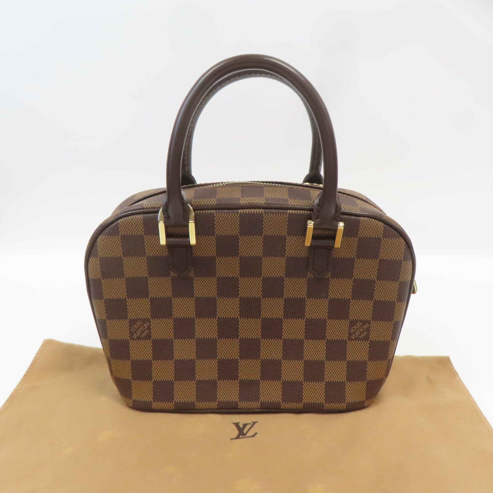 LOUIS VUITTON Damier Sarria Mini金扣手挽袋啡色