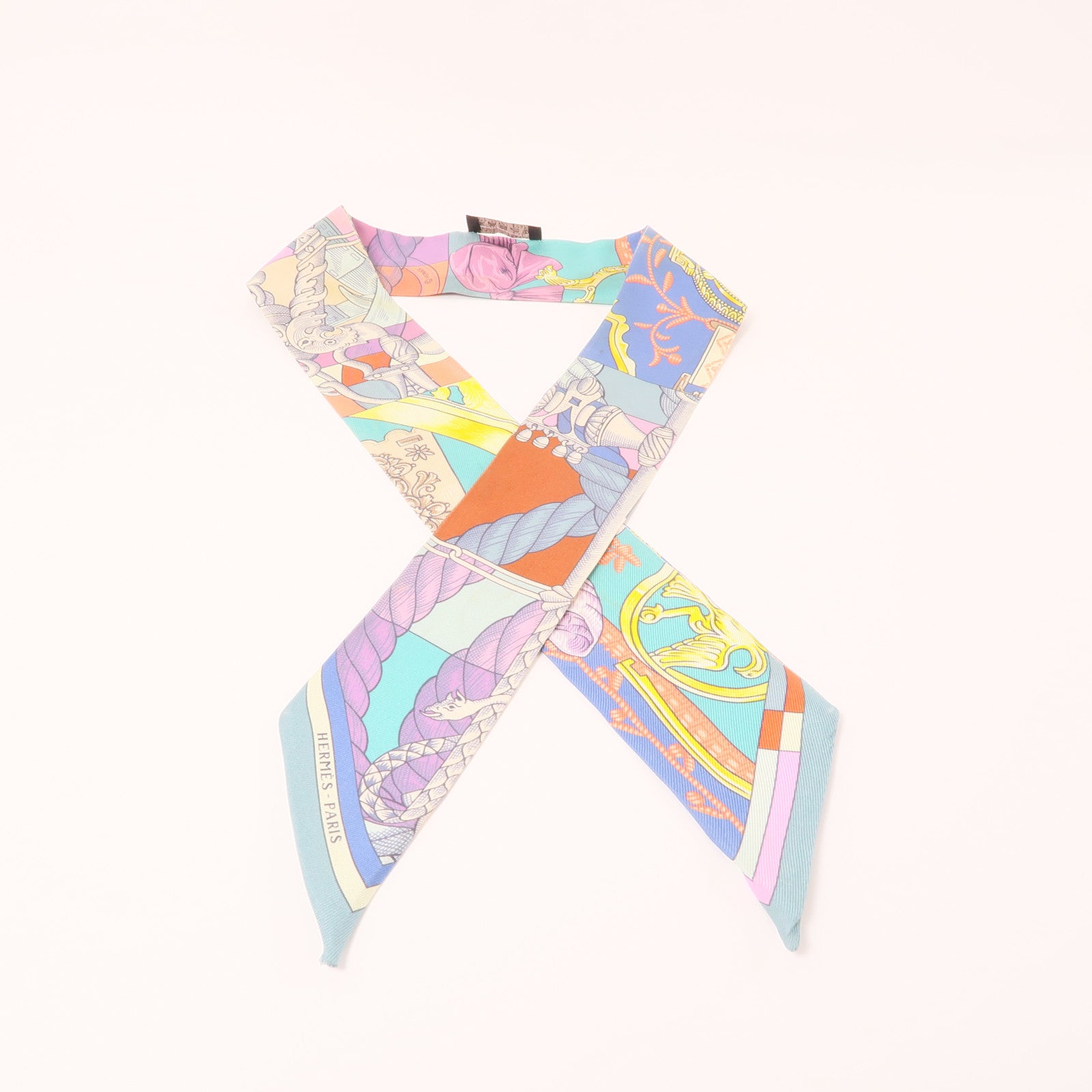 HERMES 絲質Twilly絲巾彩色
