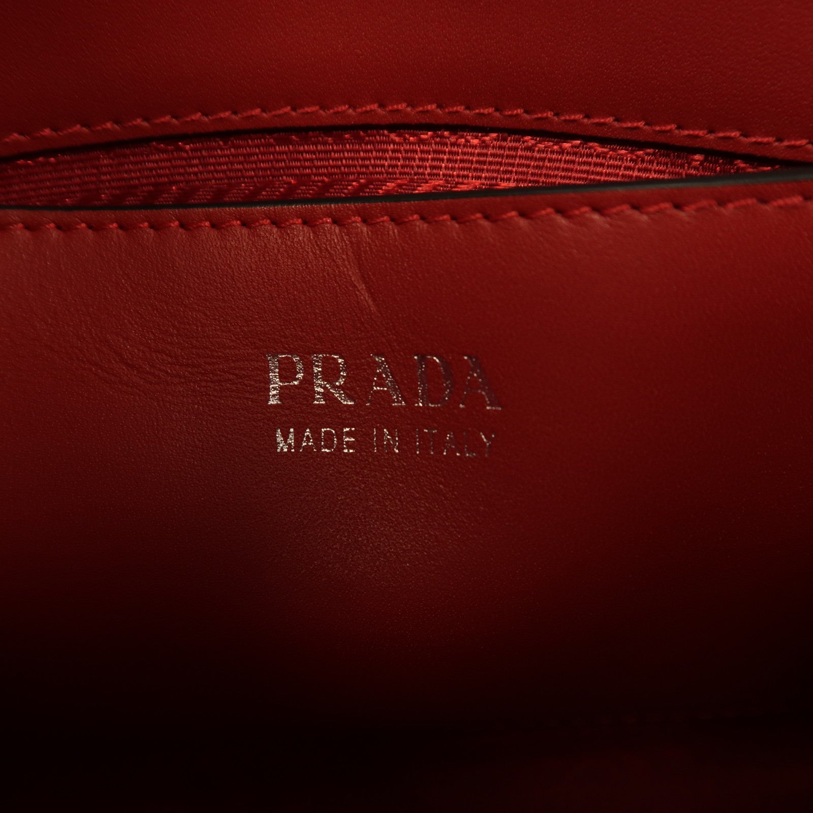 PRADA 牛皮皮革Chain Shoulder Bag銀扣鏈帶肩背袋