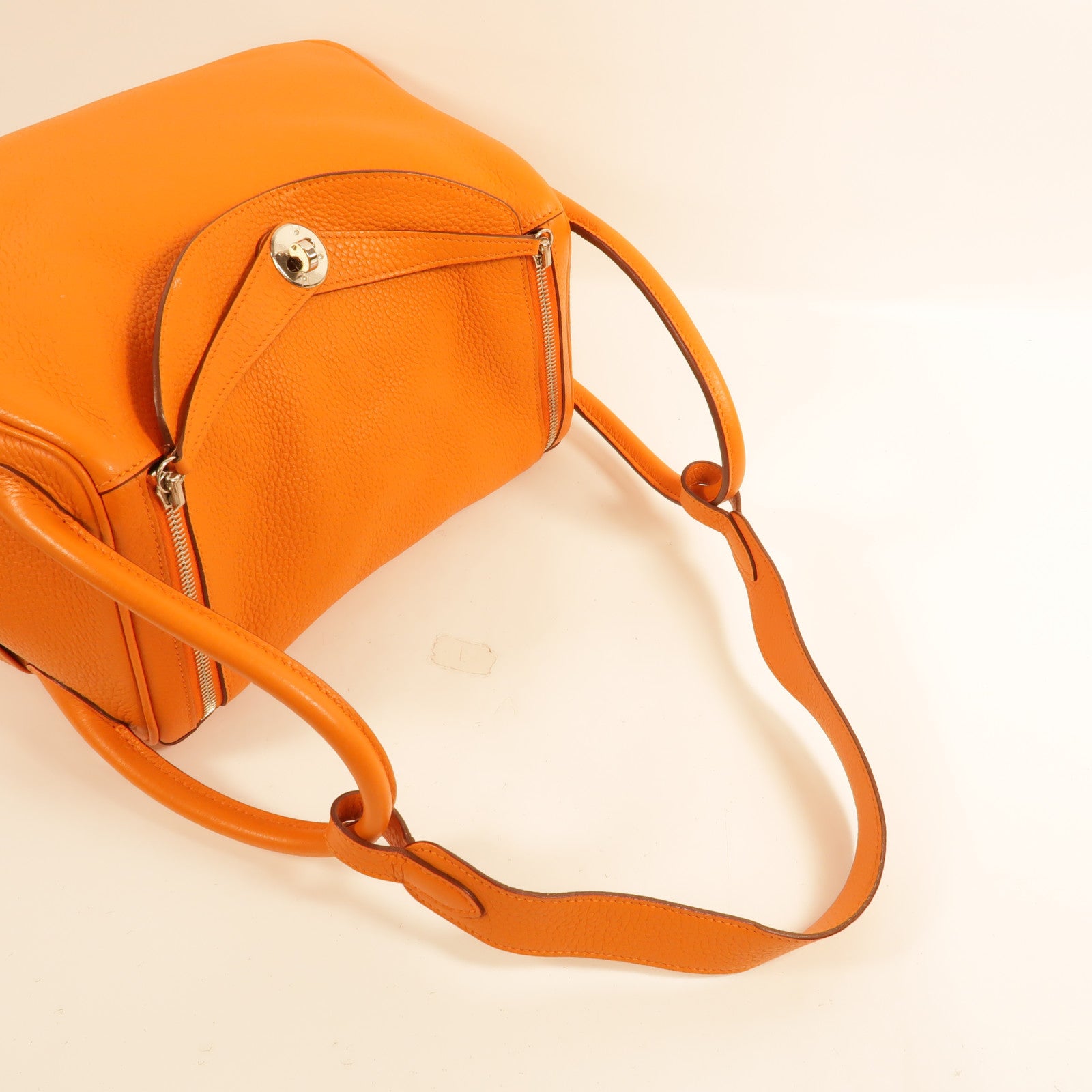HERMES Clemence皮革Lindy 30手挽肩背兩用袋Orange
