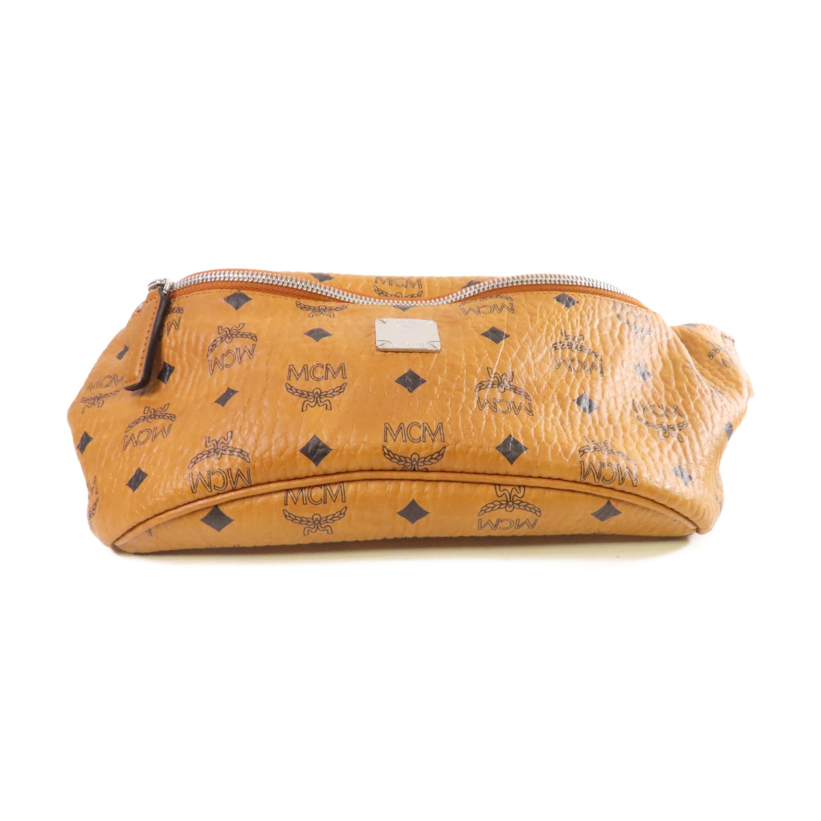 MCM 【激減優惠】塗層帆布Waist Bag銀扣腰包啡色